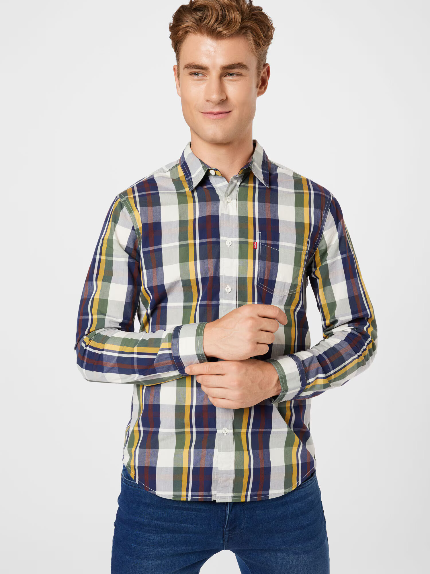 LEVI'S Cămașă 'CLASSIC 1 PKT STANDARD MULTI-COLOR' crem / albastru marin / verde / verde închis - Pled.ro