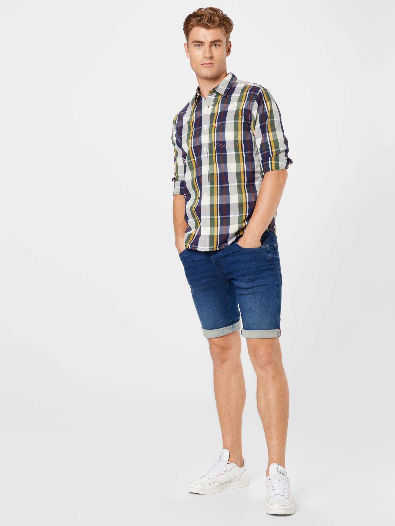 LEVI'S Cămașă 'CLASSIC 1 PKT STANDARD MULTI-COLOR' crem / albastru marin / verde / verde închis - Pled.ro