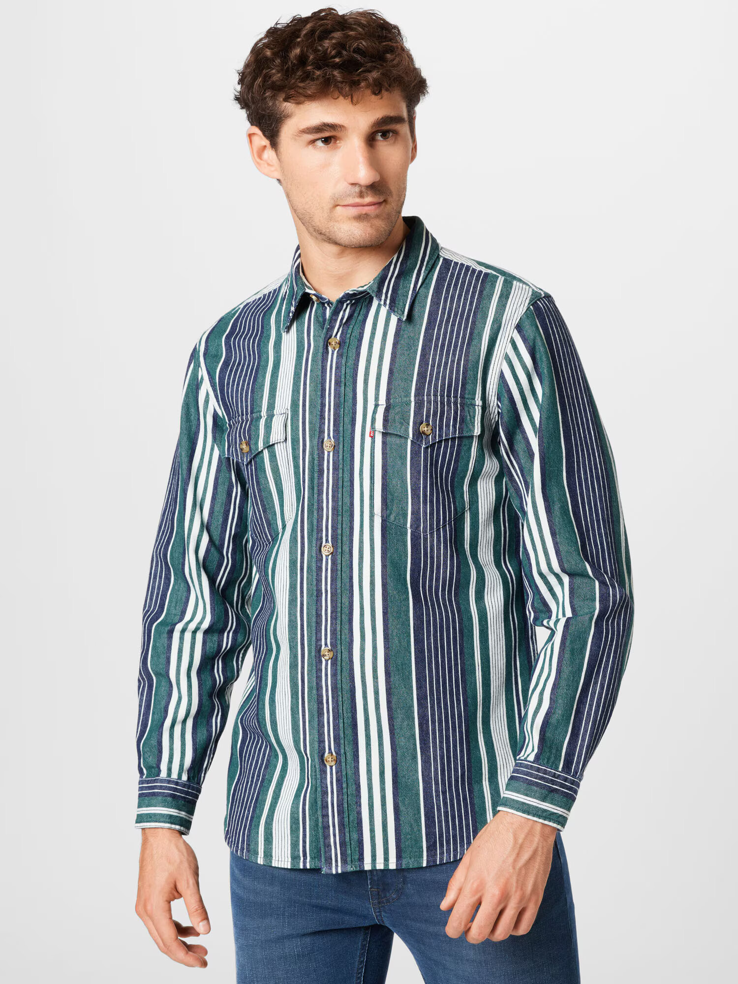 LEVI'S Cămașă 'RELAXED FIT WESTERN GREENS' albastru noapte / verde închis / alb - Pled.ro