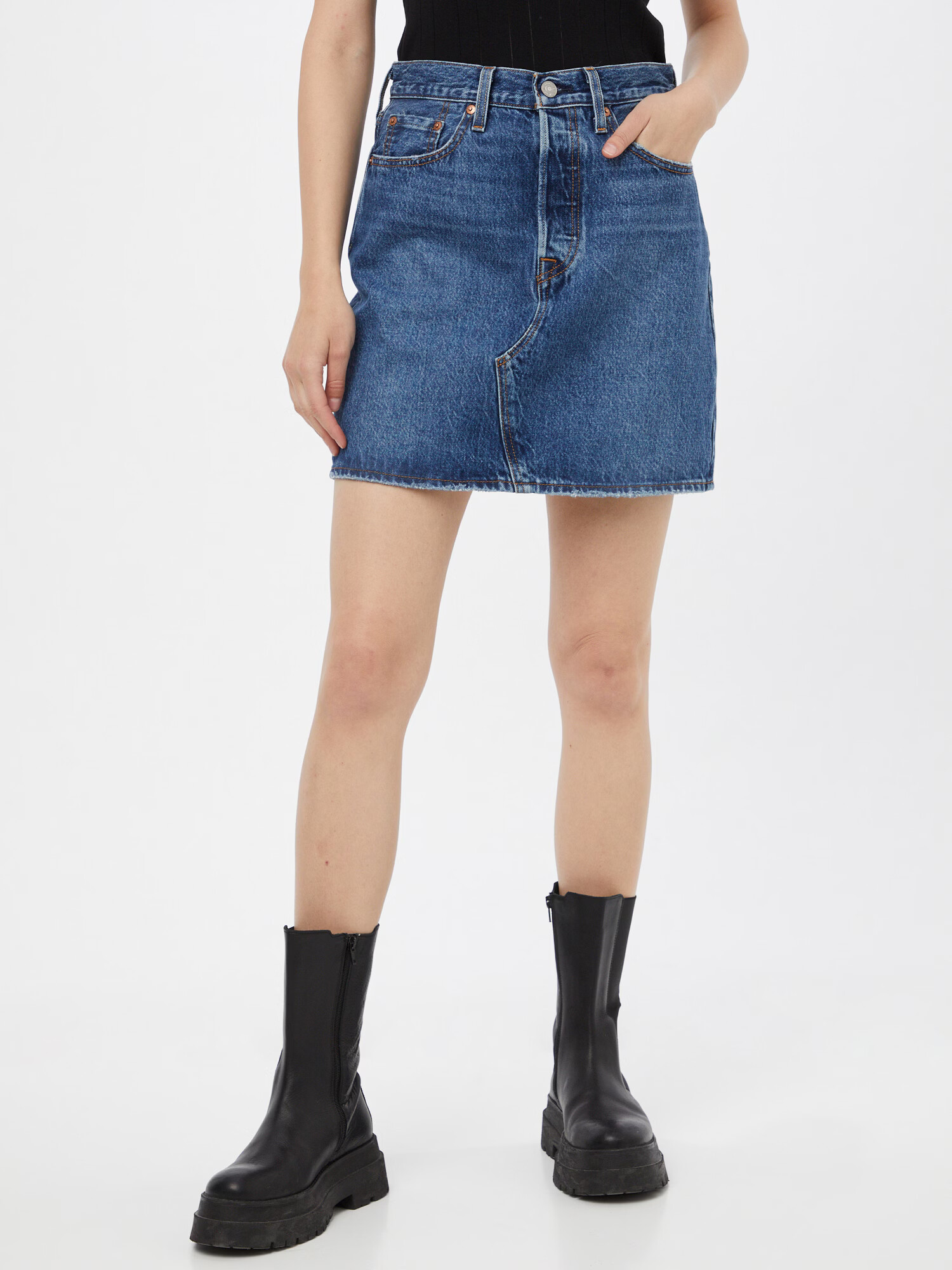 LEVI'S Fustă 'HR DECON ICONIC BF SKIRT DARK INDIGO - WORN IN' albastru denim - Pled.ro