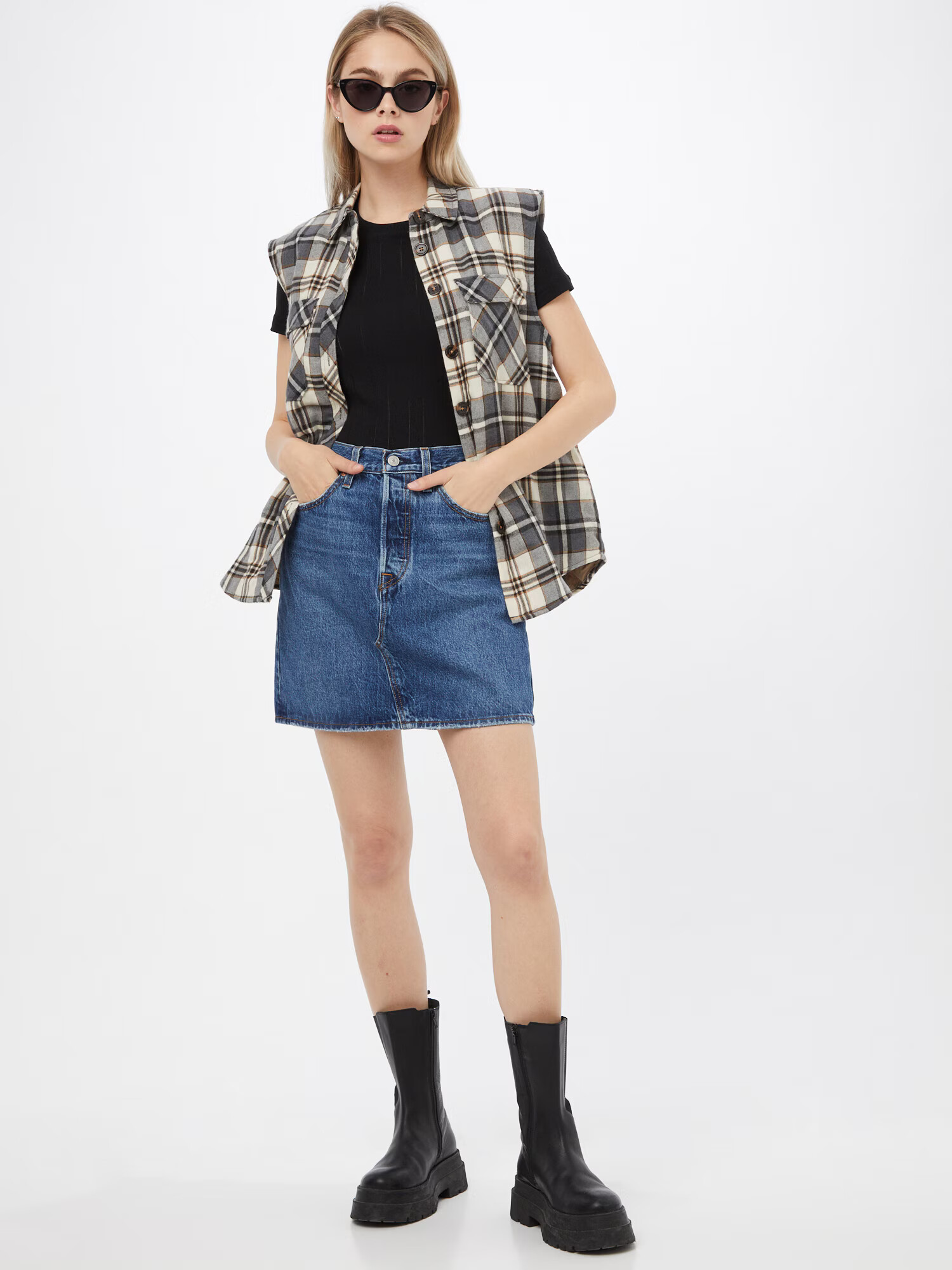 LEVI'S Fustă 'HR DECON ICONIC BF SKIRT DARK INDIGO - WORN IN' albastru denim - Pled.ro