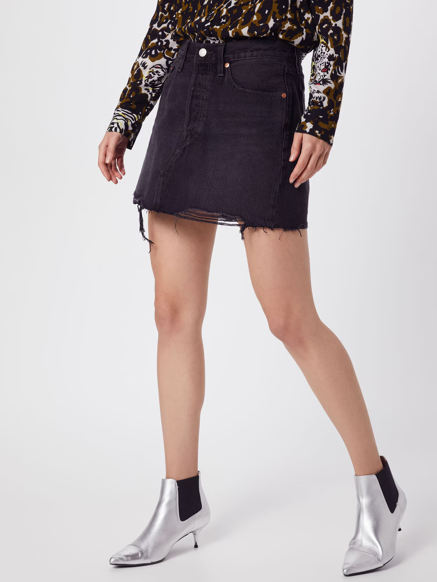 LEVI'S ® Fustă 'DECONSTRUCTED SKIRT BLACKS' negru denim - Pled.ro