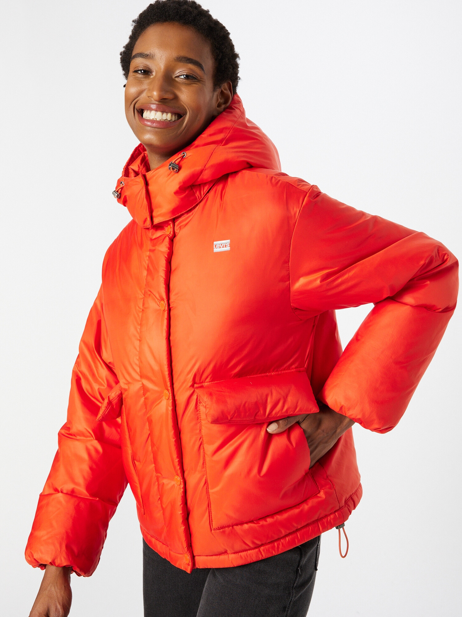 LEVI'S ® Geacă de iarnă 'CORE PUFFER SHORTY YELLOWS/ORANGES' portocaliu neon / alb - Pled.ro