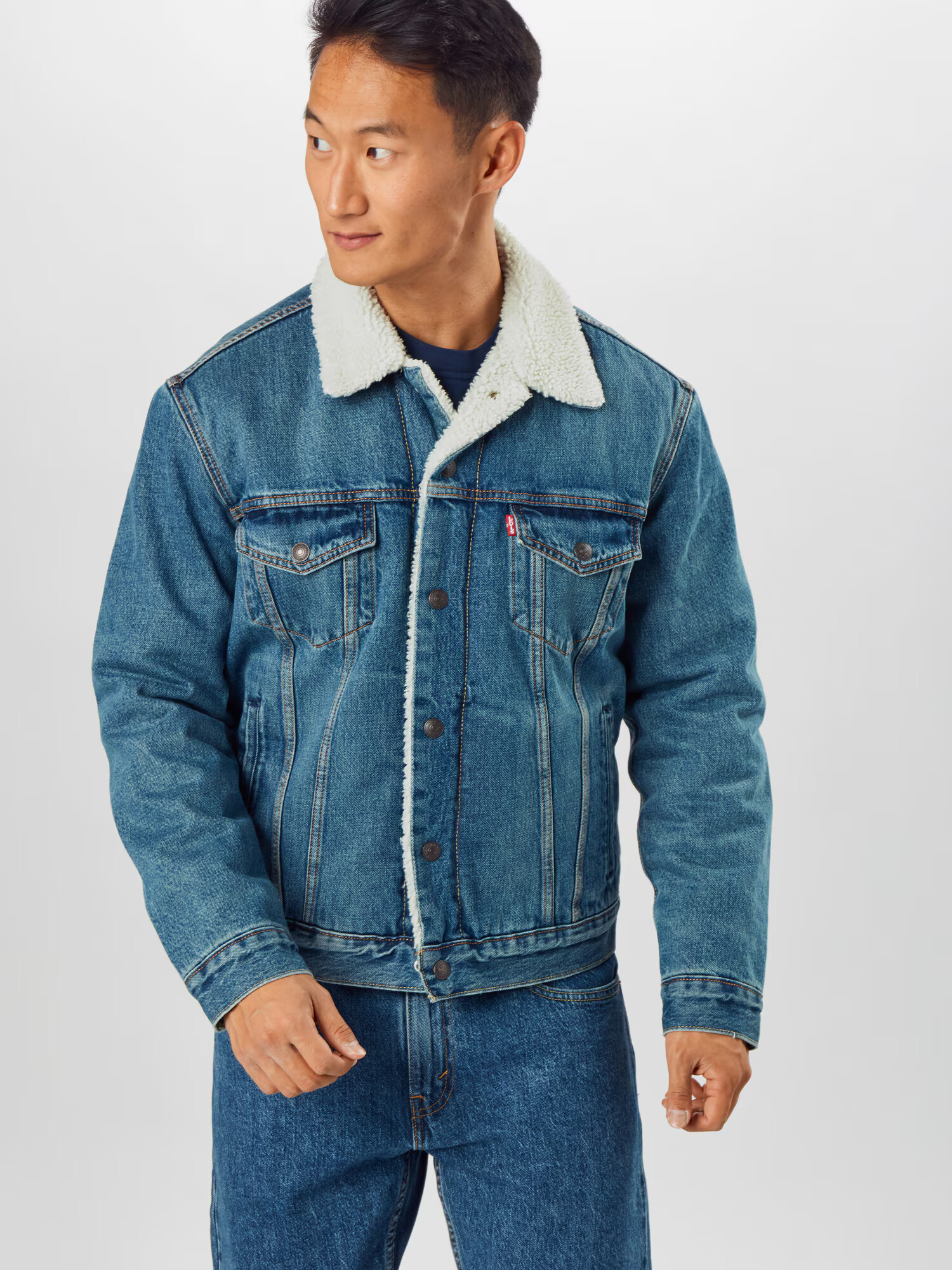 LEVI'S ® Geacă de primăvară-toamnă 'Type 3 Trucker' albastru denim / alb - Pled.ro