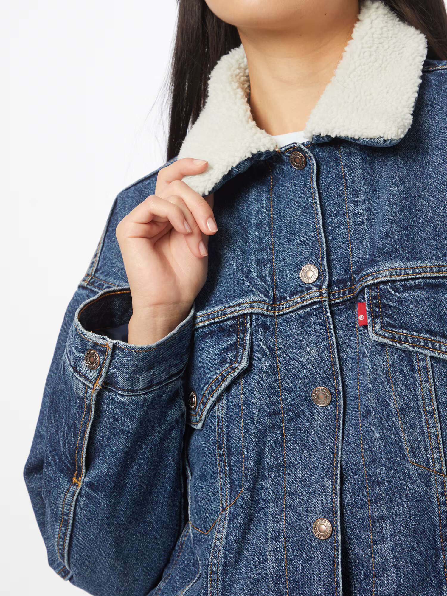 LEVI'S Geacă de primăvară-toamnă 'CROPPED LOOSE SHERPA' albastru denim - Pled.ro