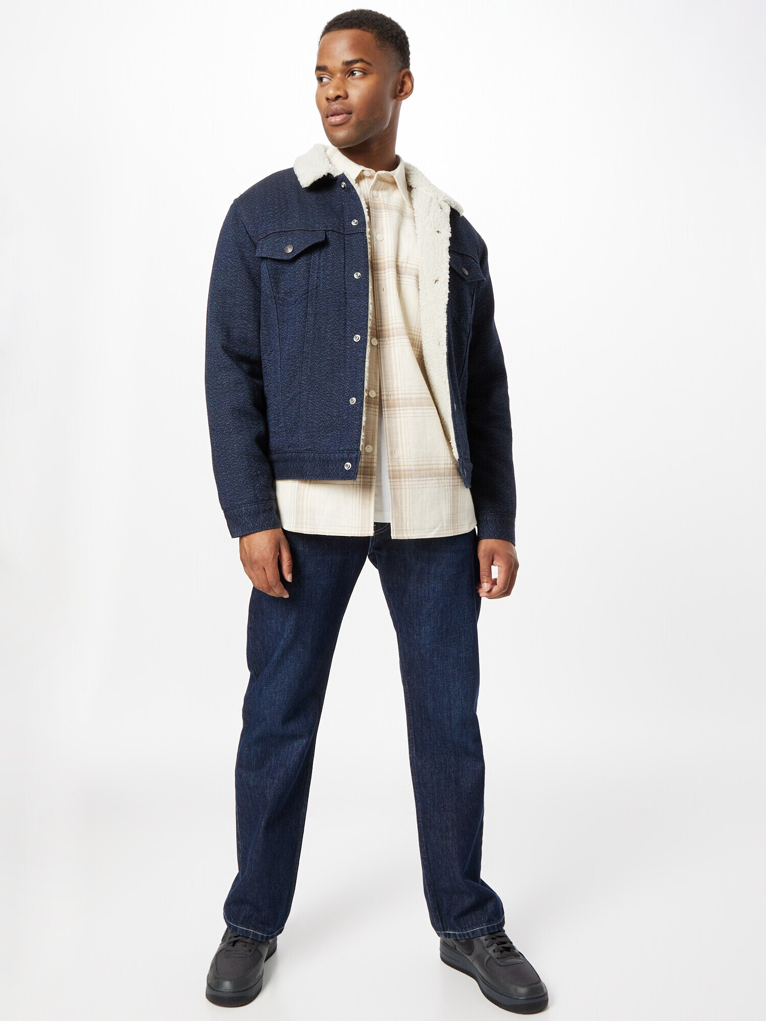 LEVI'S Geacă de primăvară-toamnă 'TYPE 3 SHERPA TRUCKER DARK INDIGO - FLAT FINISH' indigo - Pled.ro