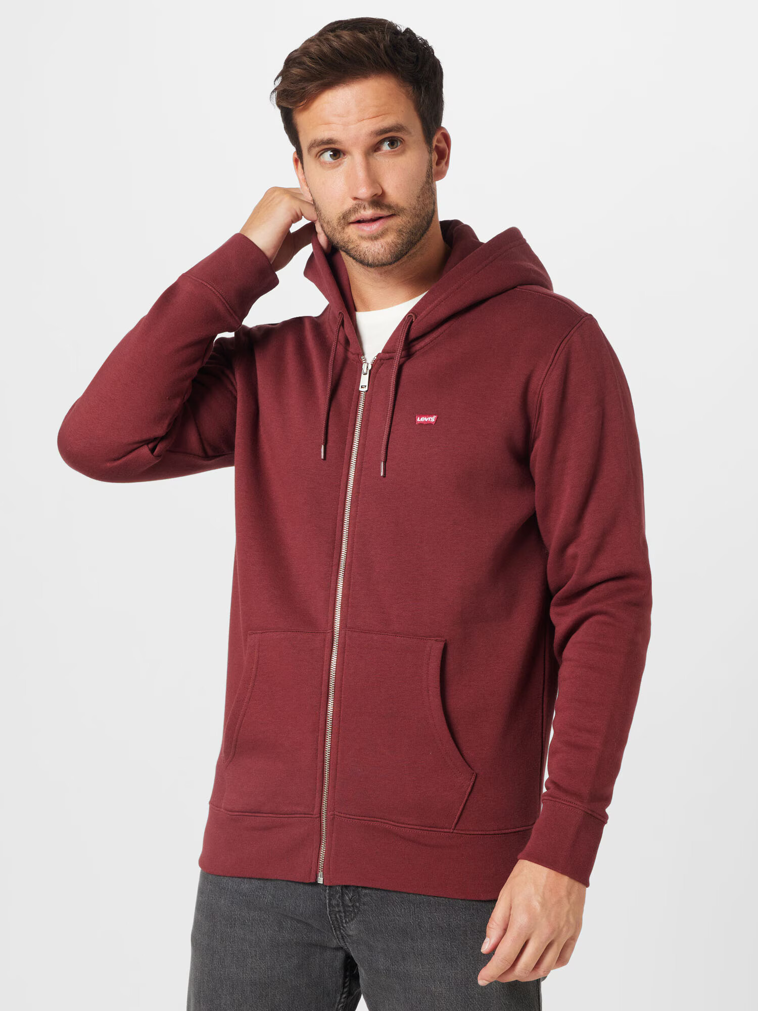 LEVI'S Hanorac 'CORE NG ZIP UP REDS' roșu / roșu bordeaux / alb - Pled.ro