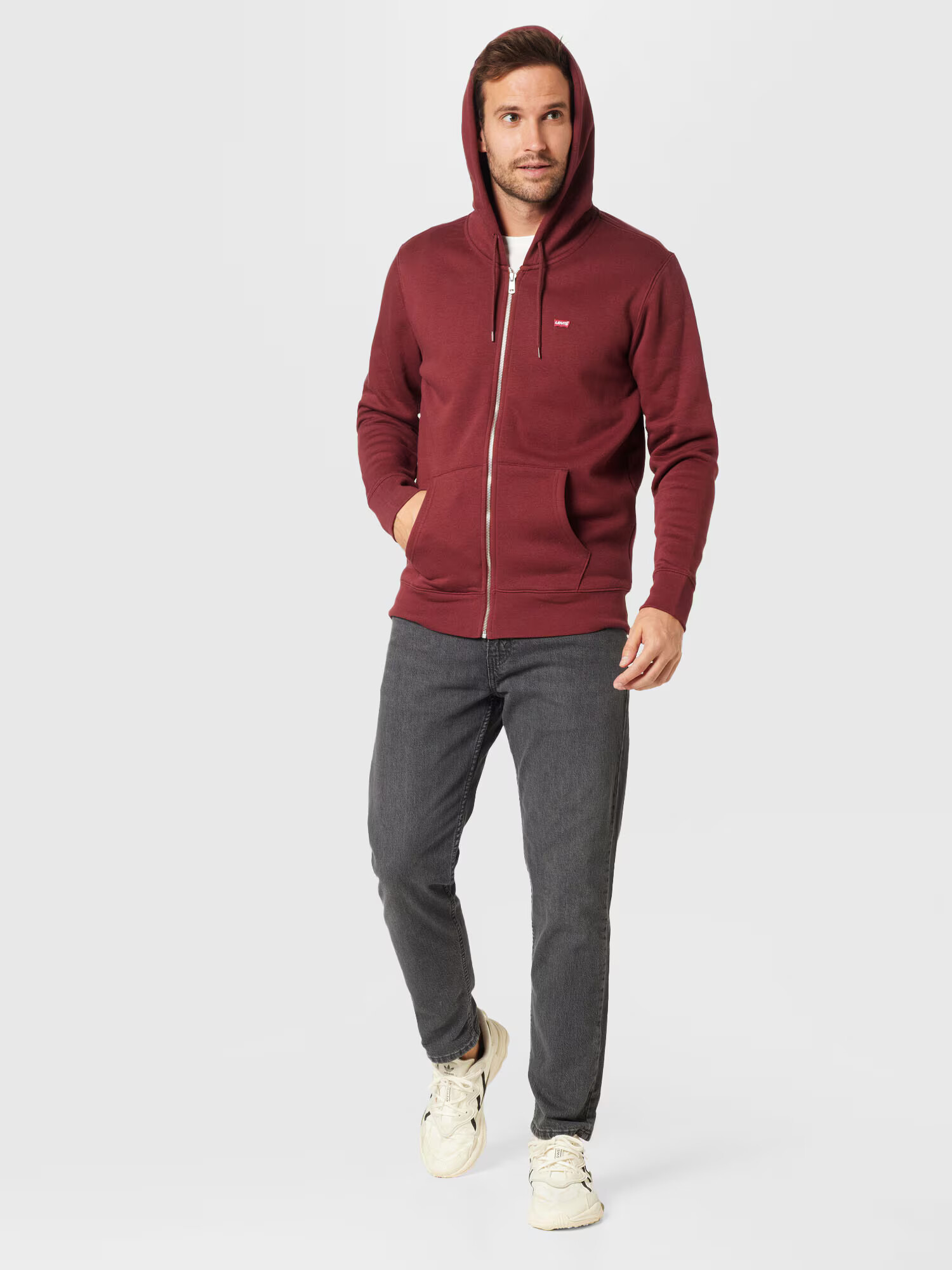 LEVI'S Hanorac 'CORE NG ZIP UP REDS' roșu / roșu bordeaux / alb - Pled.ro