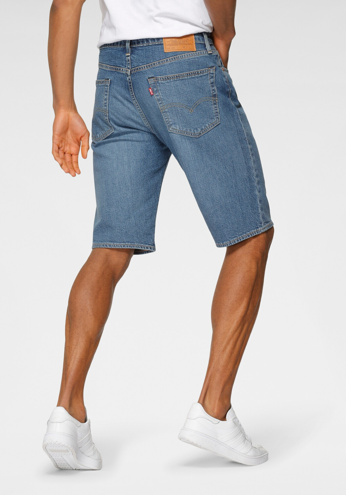 LEVI'S Jeans '405 STANDARD SHORT MED INDIGO - WORN IN' albastru denim / roșu / alb - Pled.ro