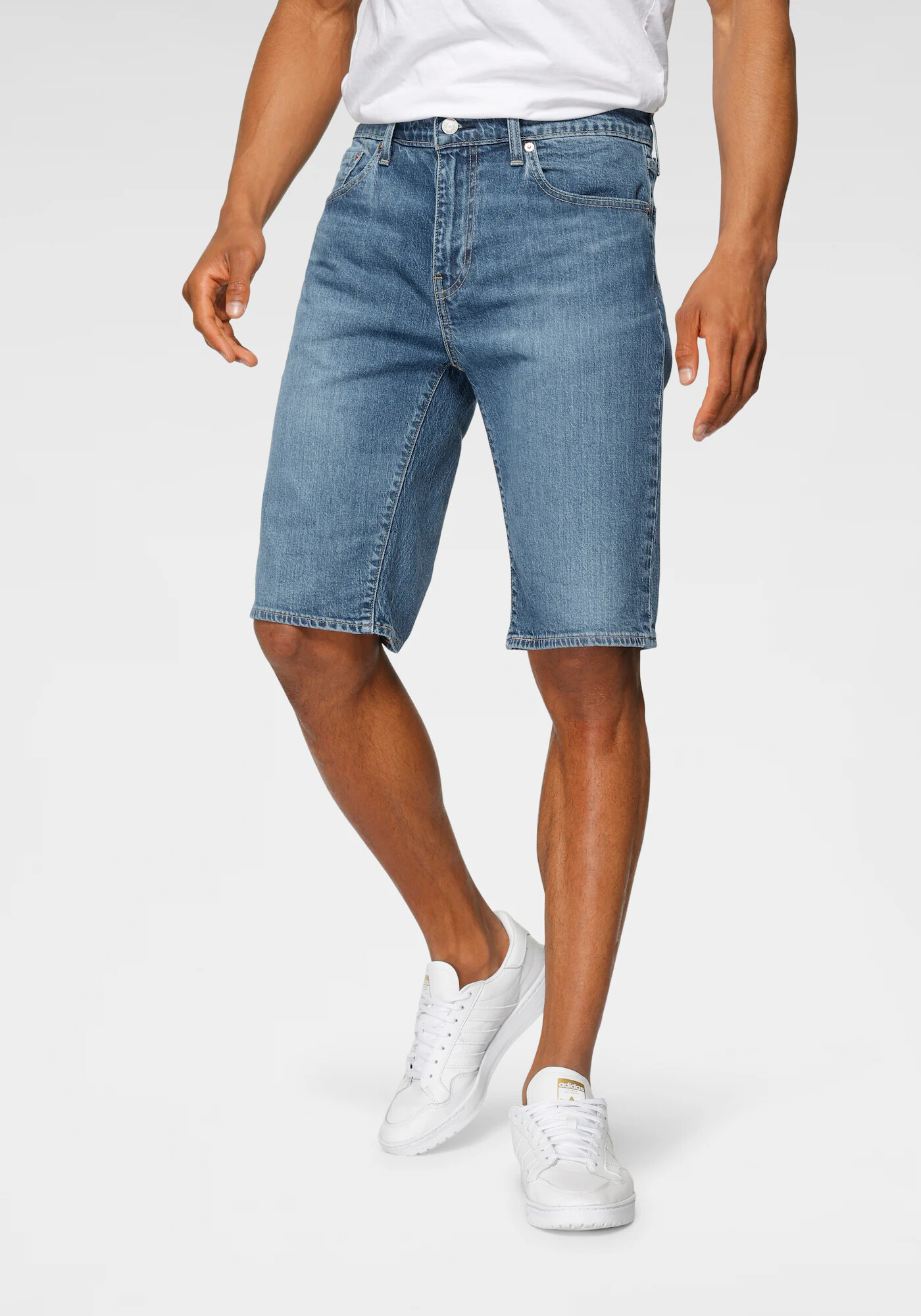 LEVI'S Jeans '405 STANDARD SHORT MED INDIGO - WORN IN' albastru denim / roșu / alb - Pled.ro