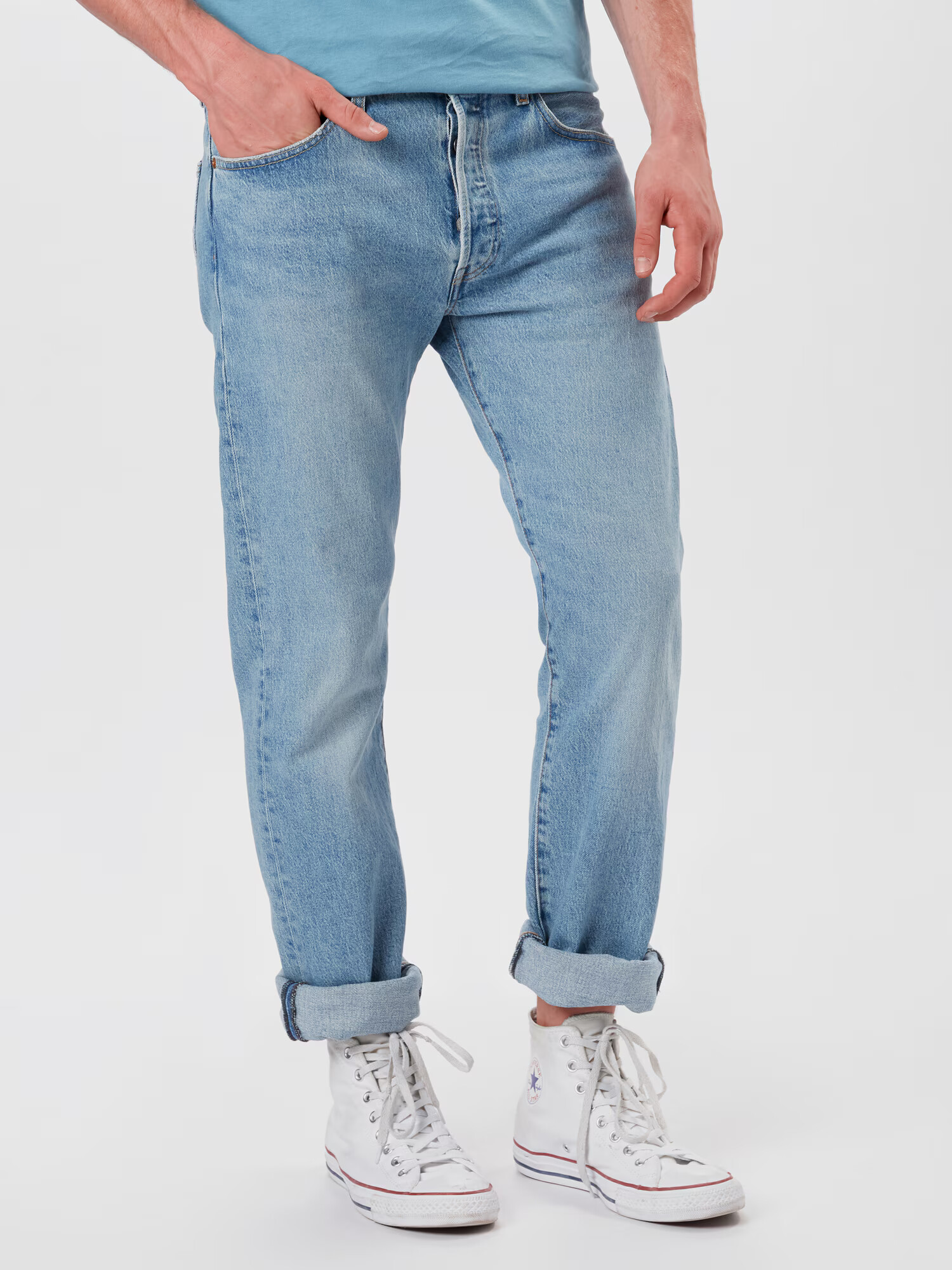 LEVI'S ® Jeans '501® LEVIS®ORIGINAL FIT MED INDIGO - FLAT FINISH' albastru denim - Pled.ro