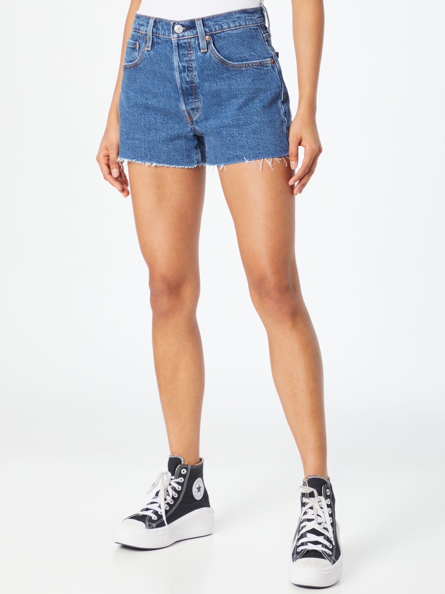 LEVI'S ® Jeans '501® ORIGINAL SHORT MED INDIGO - FLAT FINISH' albastru denim - Pled.ro