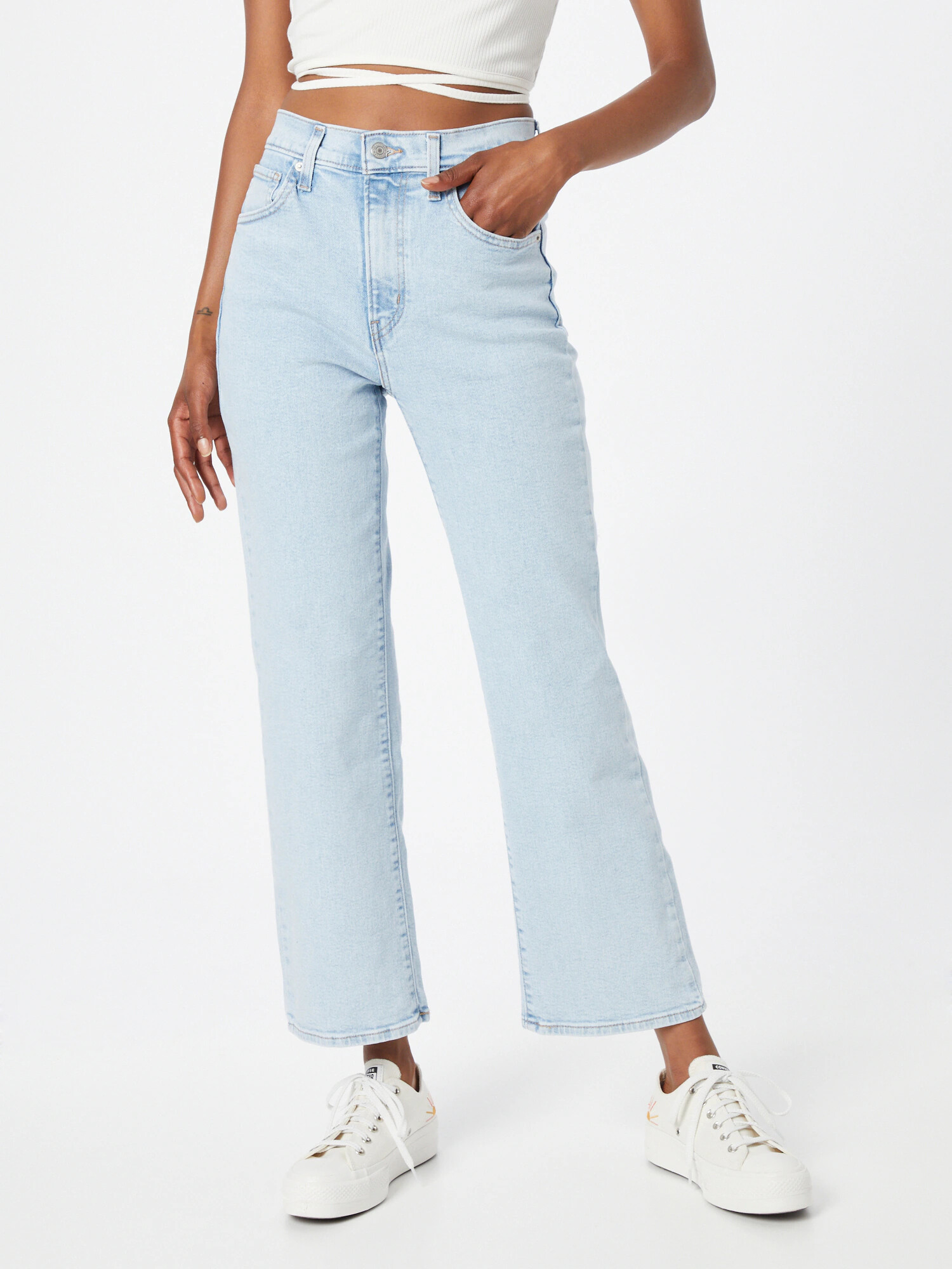 LEVI'S Jeans 'HIGH WAISTED CROP FLARE' albastru deschis - Pled.ro