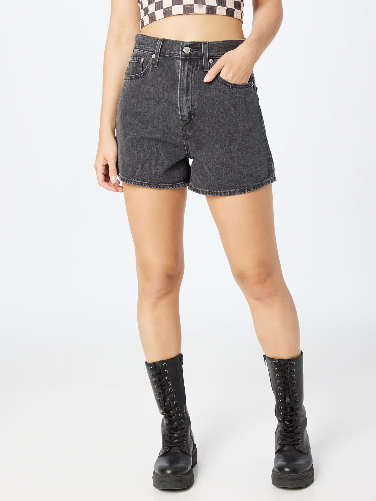 LEVI'S Jeans 'HIGH LOOSE SHORT BLACKS' negru denim - Pled.ro