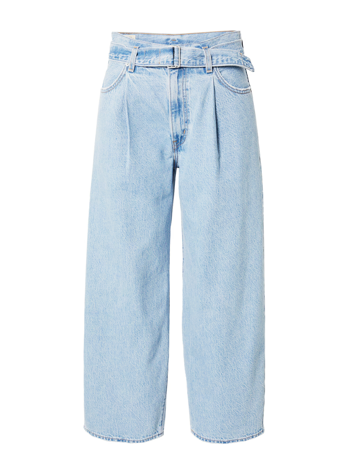 LEVI'S Pantaloni cu cute 'BELTED BAGGY LIGHT INDIGO - FLAT FINISH' albastru denim - Pled.ro