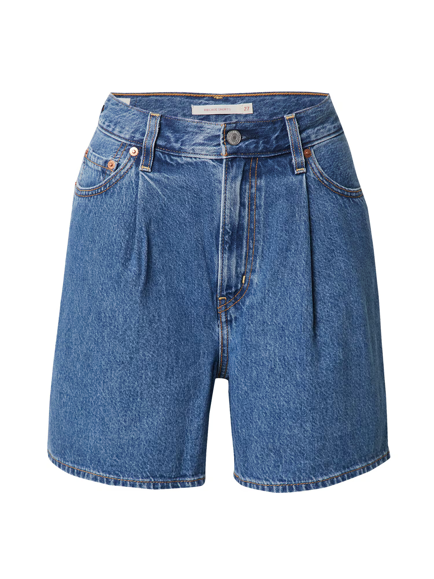 LEVI'S Pantaloni cu cute 'PLEATED RIBCAGE SHORT' albastru denim - Pled.ro