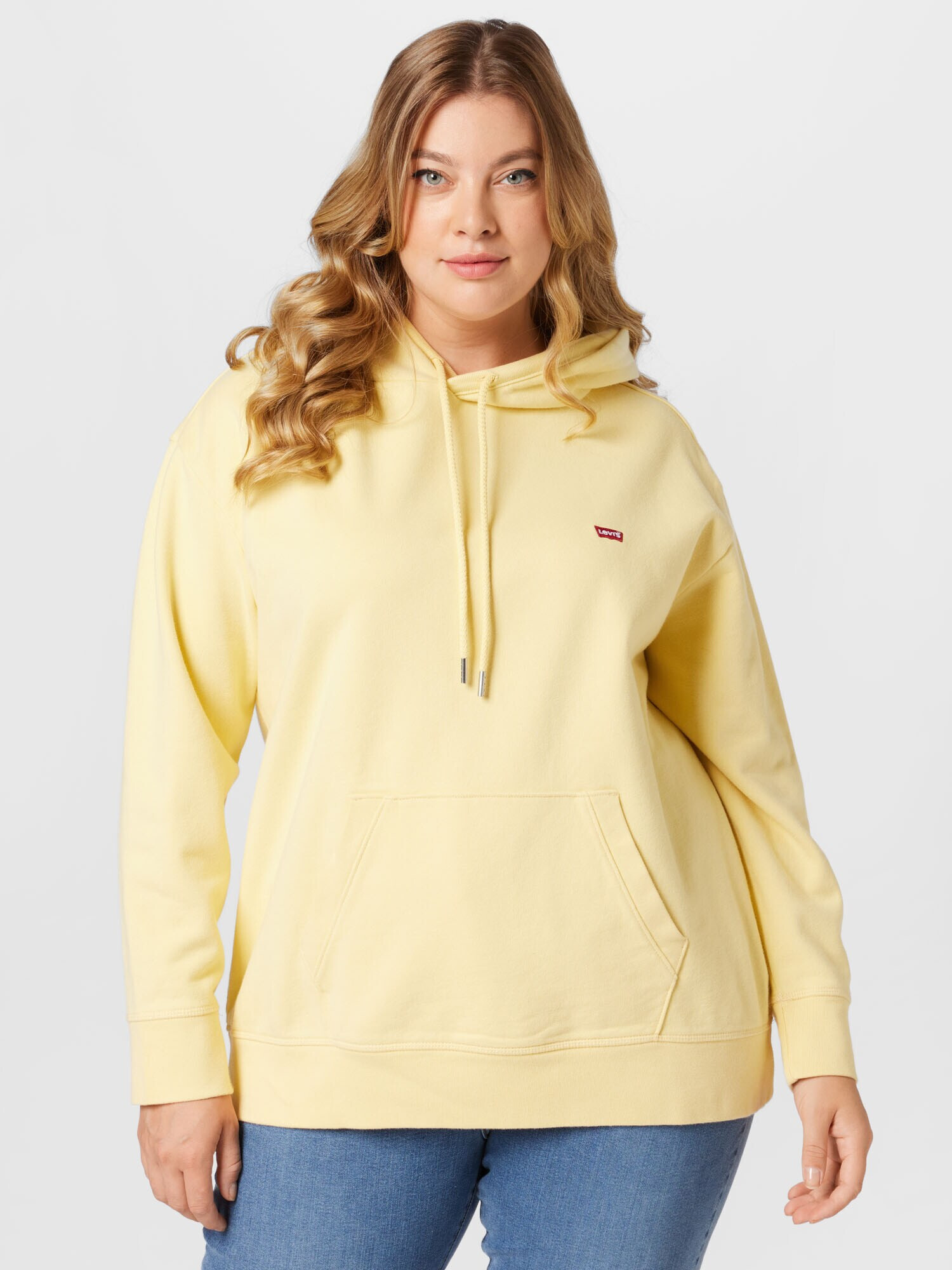 Levi's® Plus Bluză de molton 'PL NON GRPHC STRD HOODIE NEUTRALS' galben deschis - Pled.ro