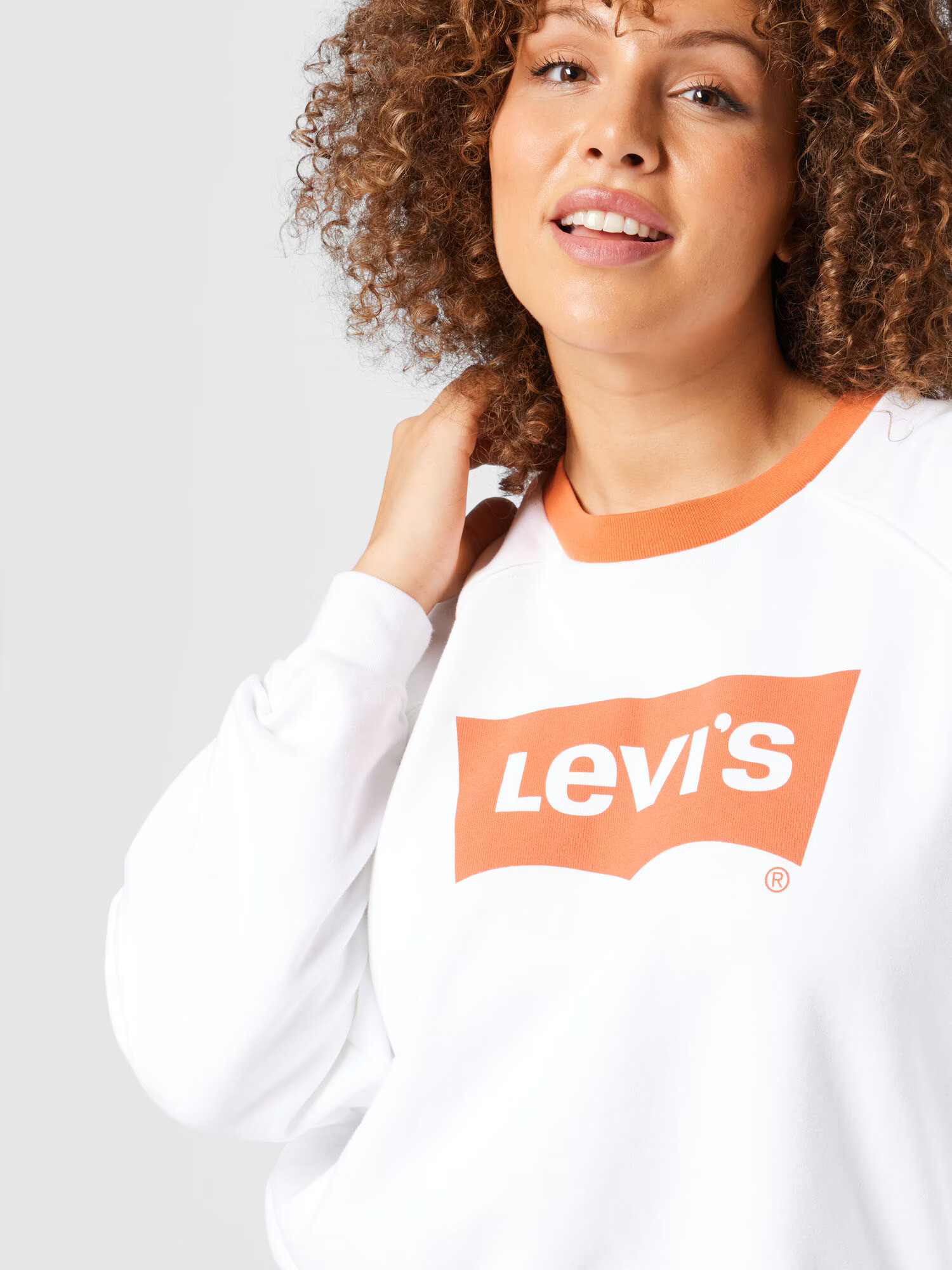 Levi's® Plus Bluză de molton 'PL VINTAGE RAGLAN CREW NEUTRALS' portocaliu / alb - Pled.ro