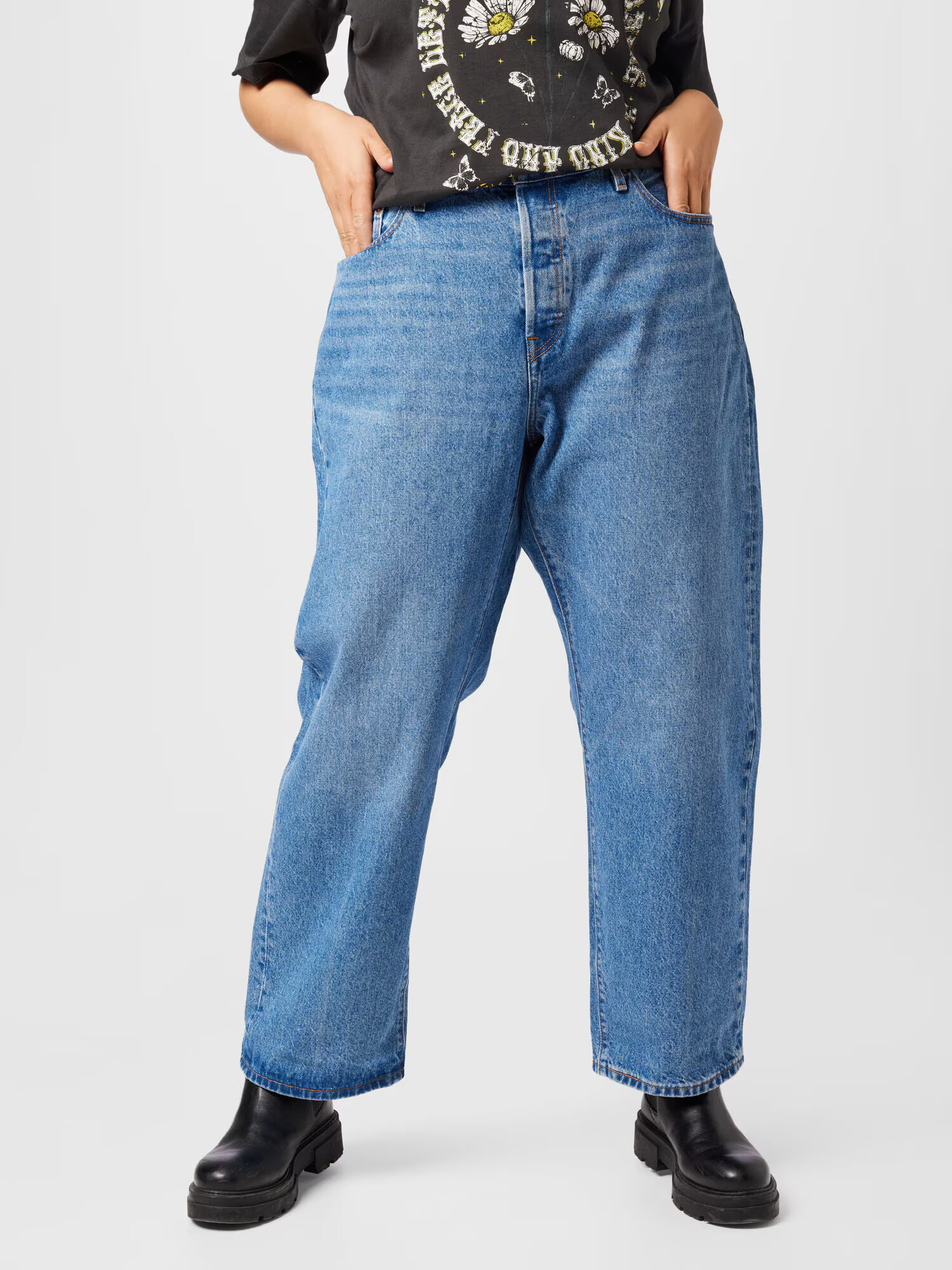 Levi's® Plus Jeans 'PLUS 501®90S MED INDIGO - WORN IN' albastru denim - Pled.ro