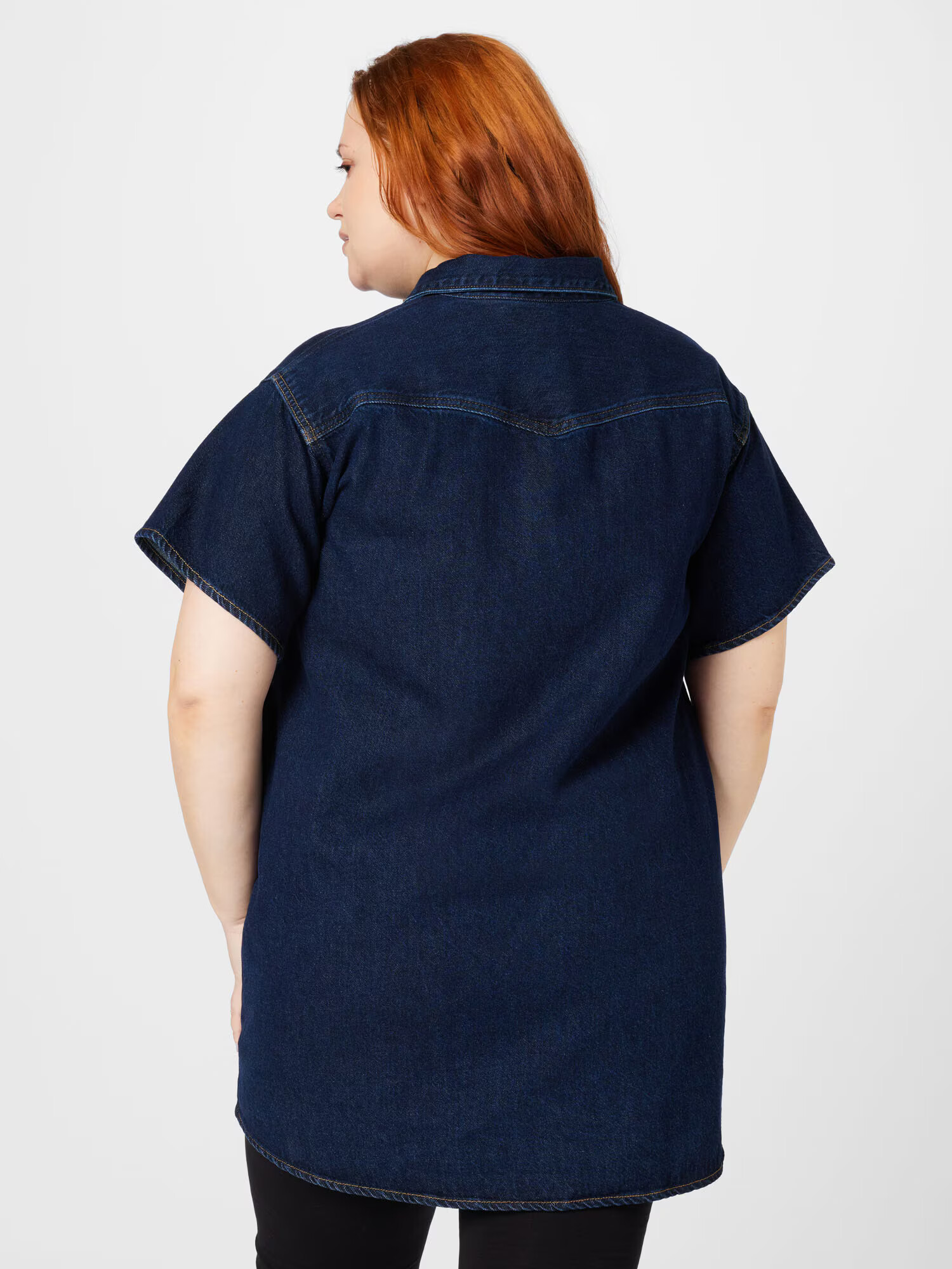 Levi's® Plus Rochie tip bluză 'PL ELOWEN WESTERN DRESS DARK INDIGO - FLAT FINISH' albastru denim - Pled.ro