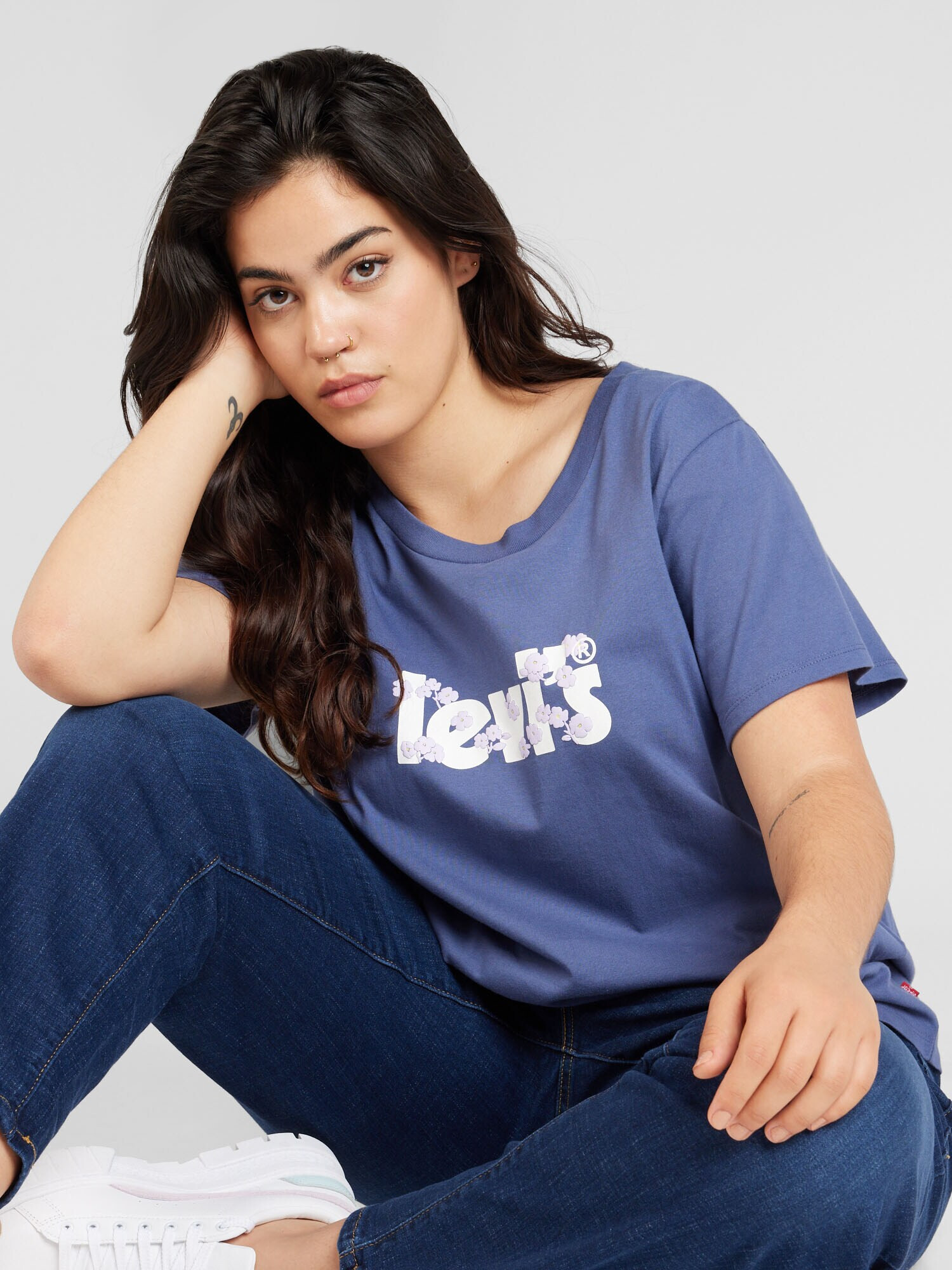 Levi's® Plus Tricou 'Perfect' azur / albastru porumbel / alb - Pled.ro