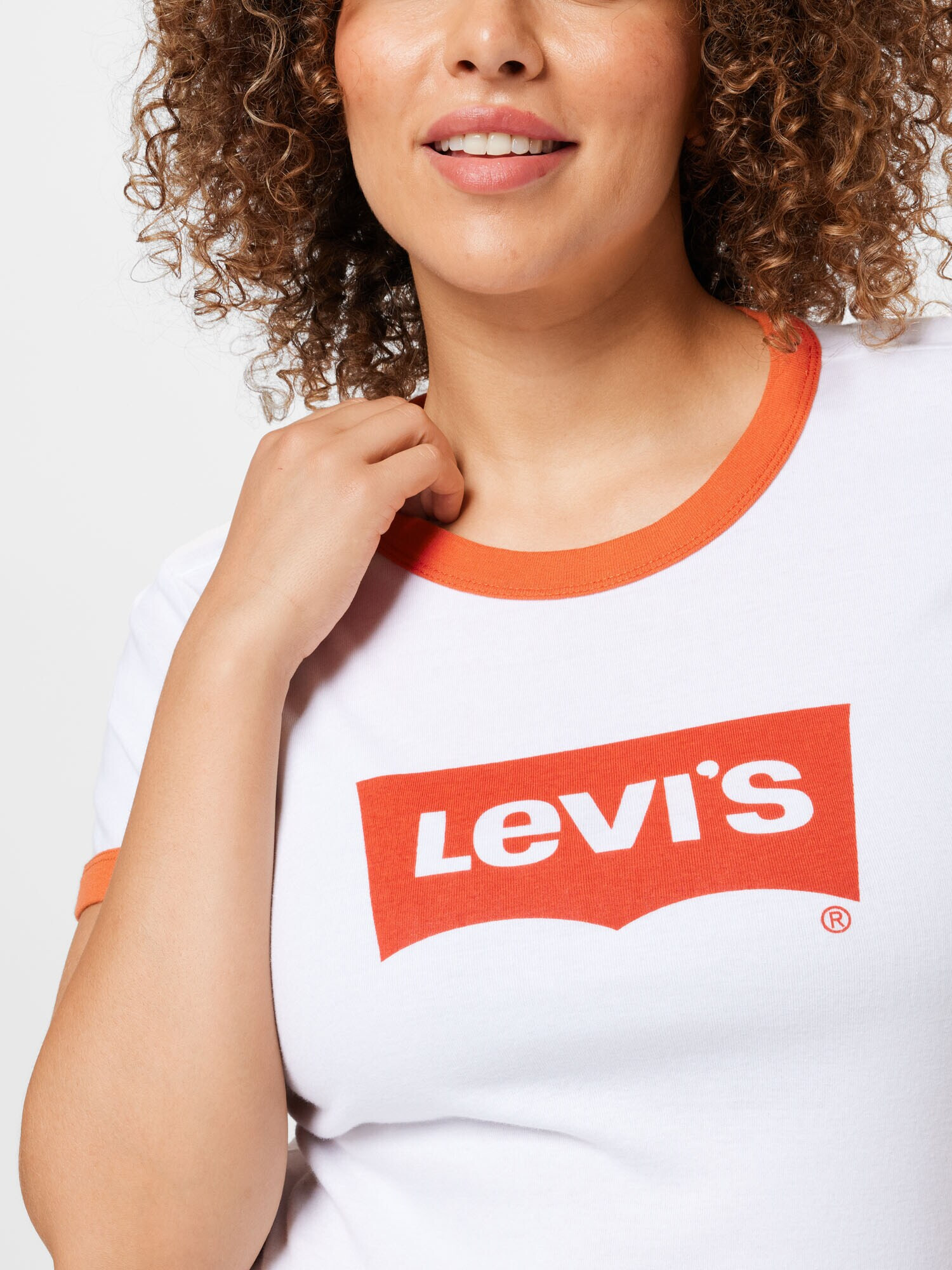 Levi's® Plus Tricou 'PL GRAPHIC MINI RINGER NEUTRALS' portocaliu închis / alb - Pled.ro