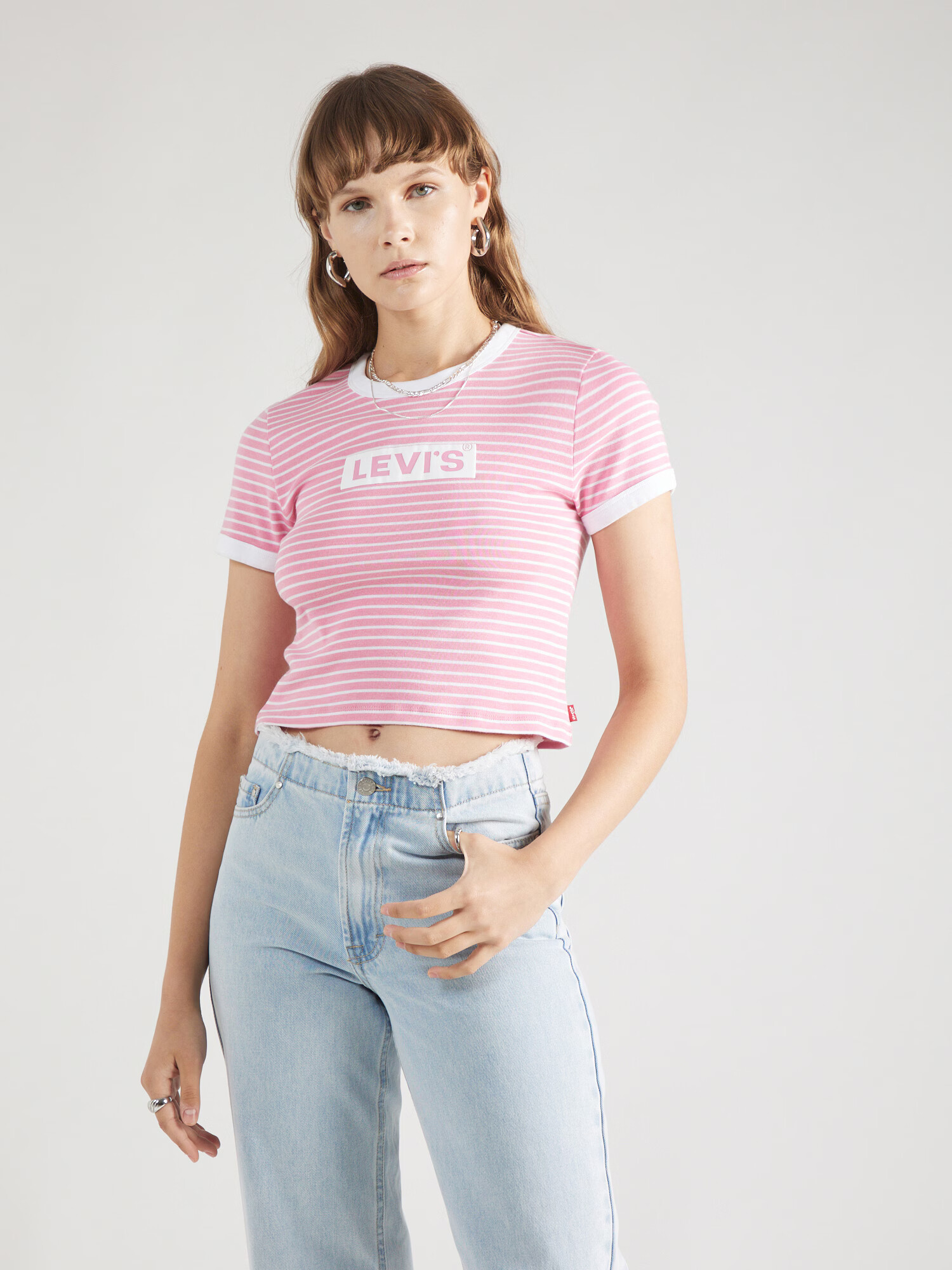 LEVI'S ® Tricou roz deschis / alb - Pled.ro