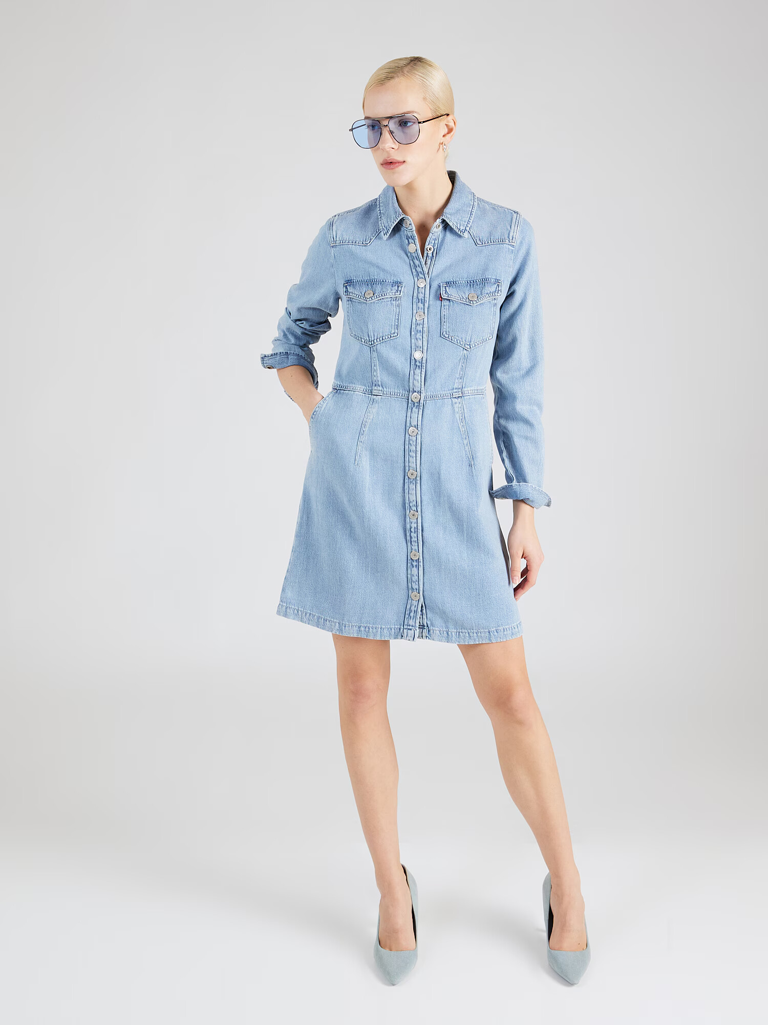 LEVI'S ® Rochie tip bluză 'OTTO SQUARE DEAL' albastru deschis - Pled.ro