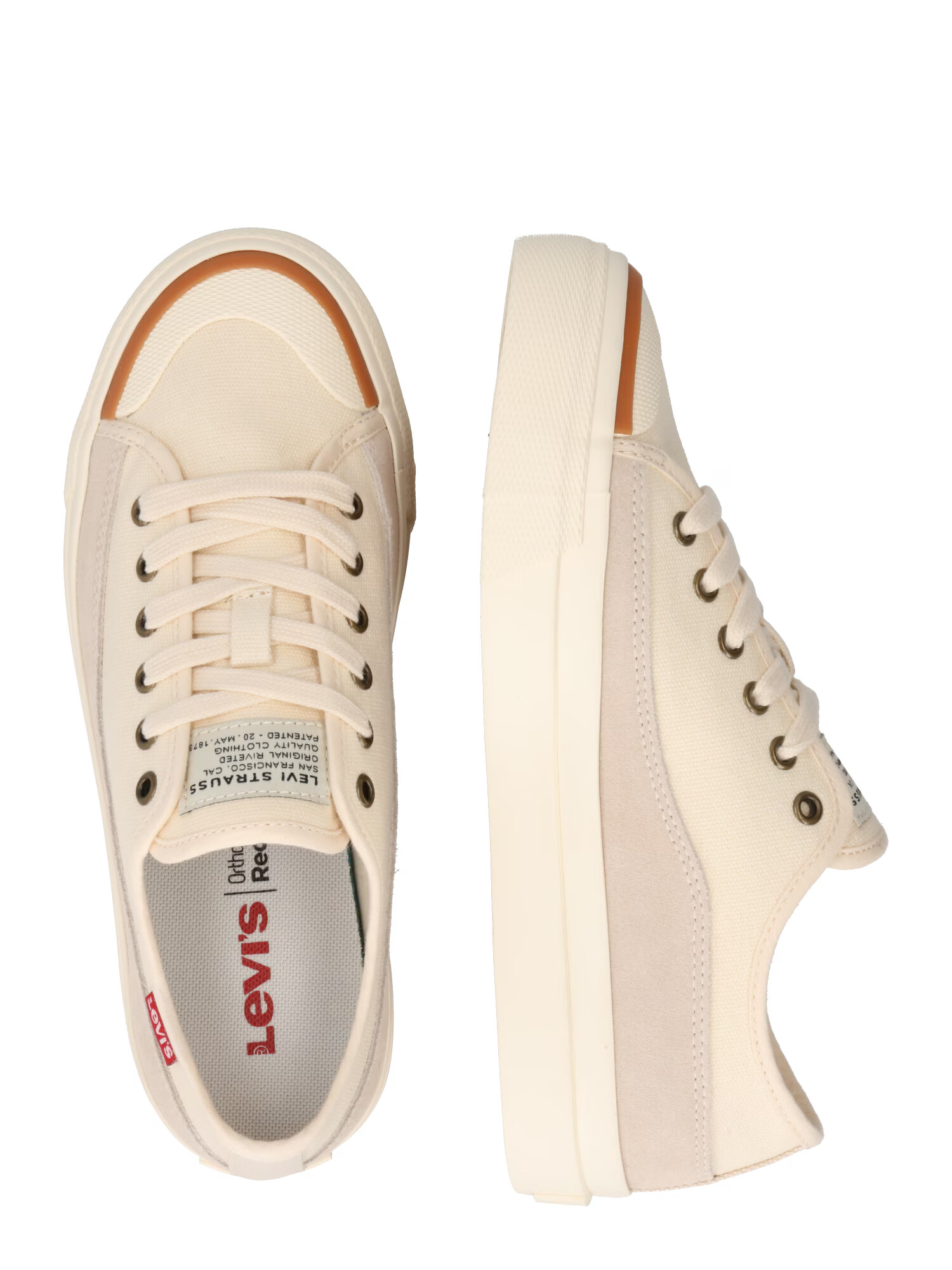 LEVI'S Sneaker low 'Square' bej / ecru / roșu - Pled.ro