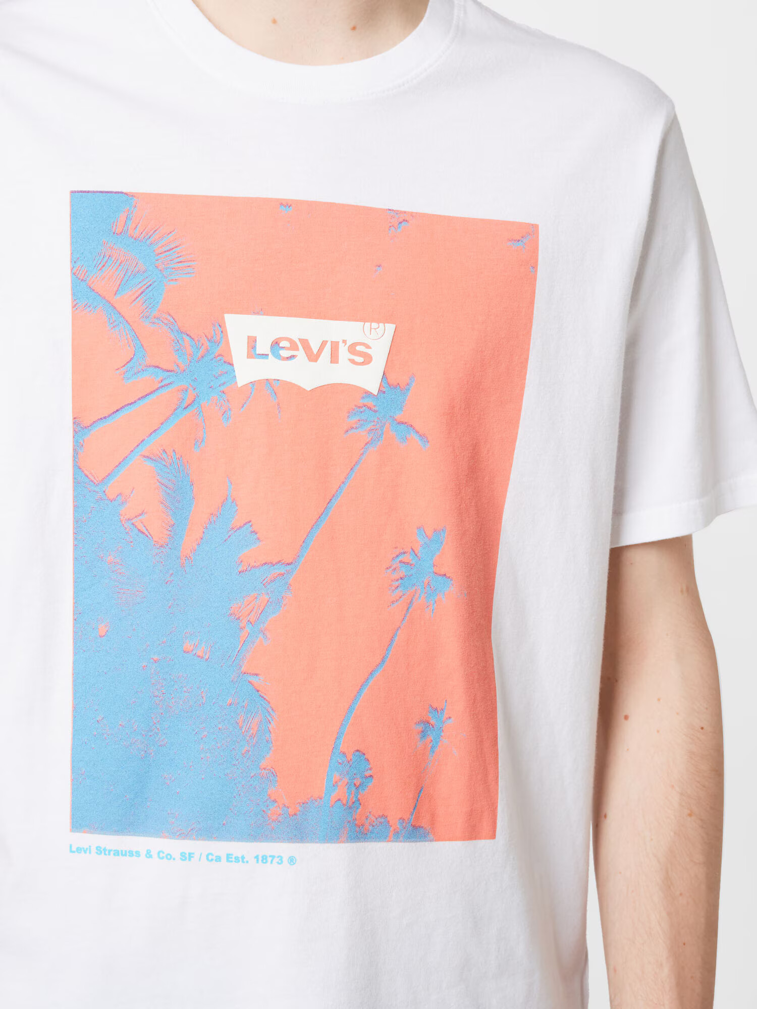 LEVI'S Tricou albastru fumuriu / corai / alb - Pled.ro