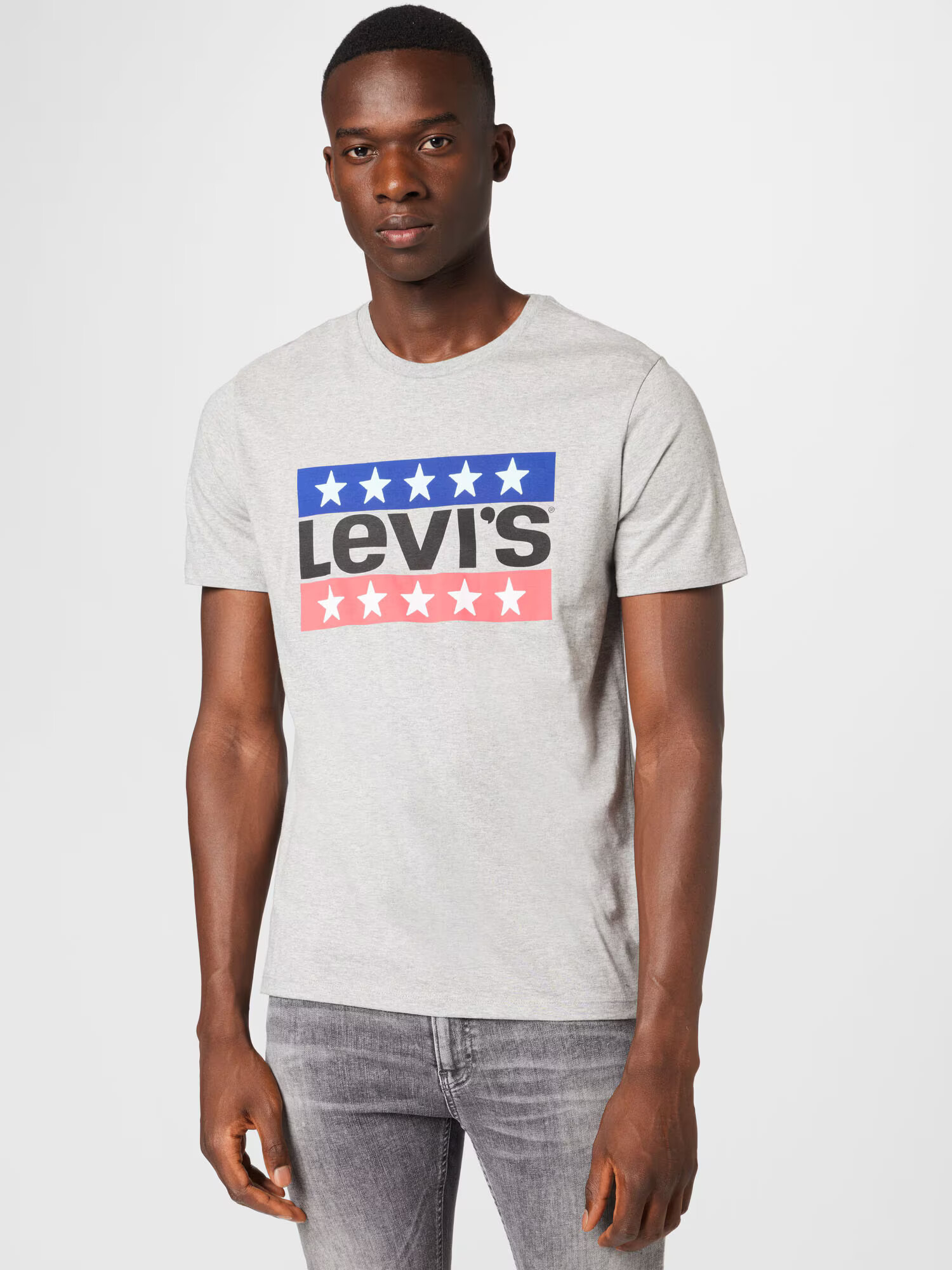 LEVI'S Tricou 'LSE_GRAPHIC CREWNECK TE GREYS' albastru / gri amestecat / roz deschis / negru - Pled.ro