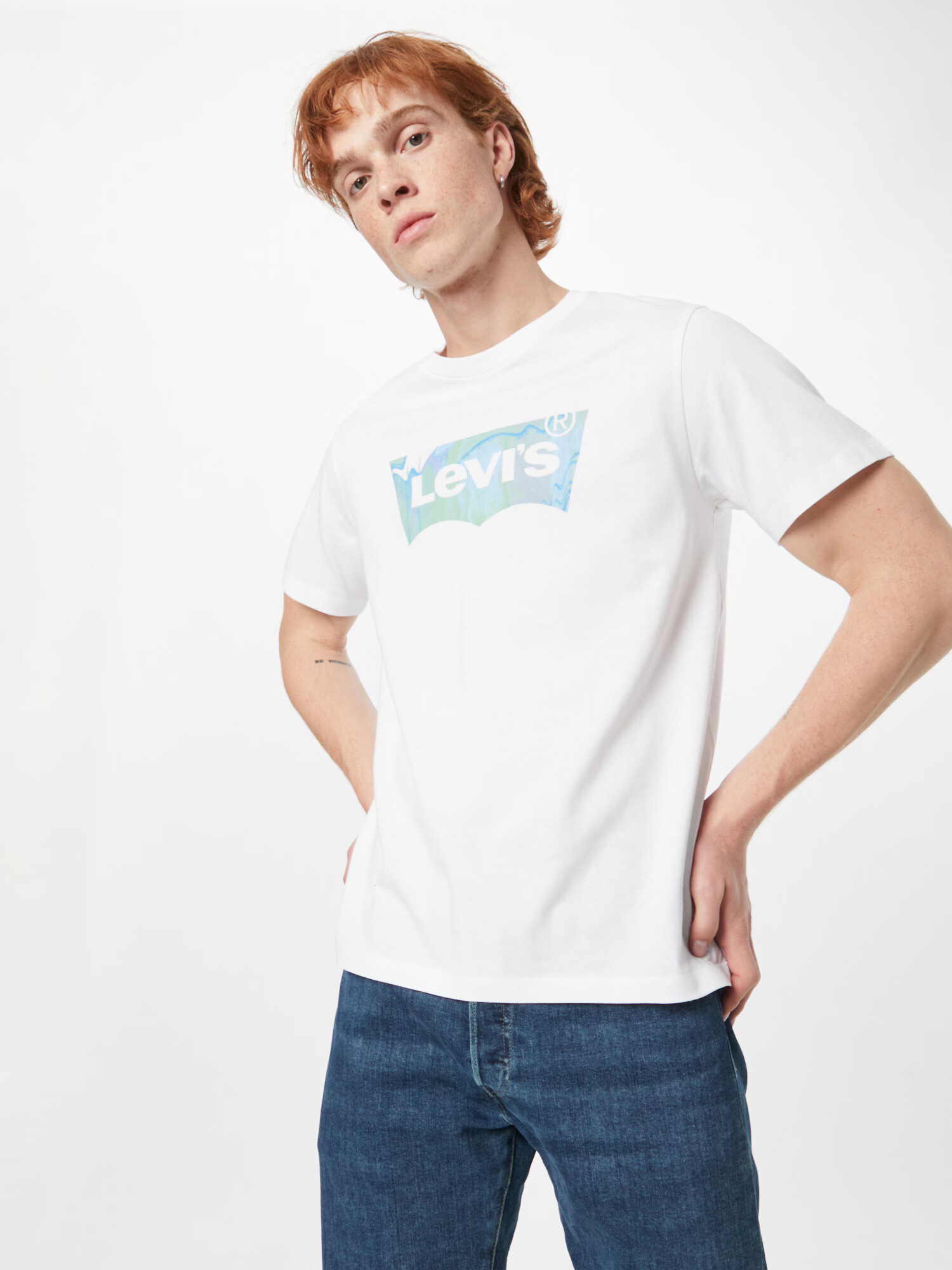 LEVI'S Tricou azuriu / albastru deschis / verde deschis / alb - Pled.ro