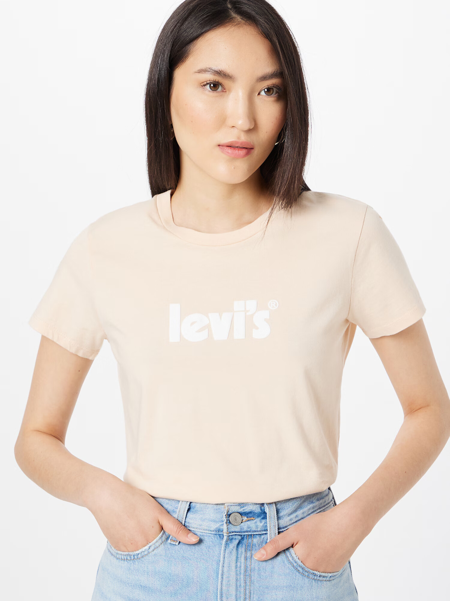 LEVI'S Tricou 'THE PERFECT TEE REDS' bej / alb - Pled.ro