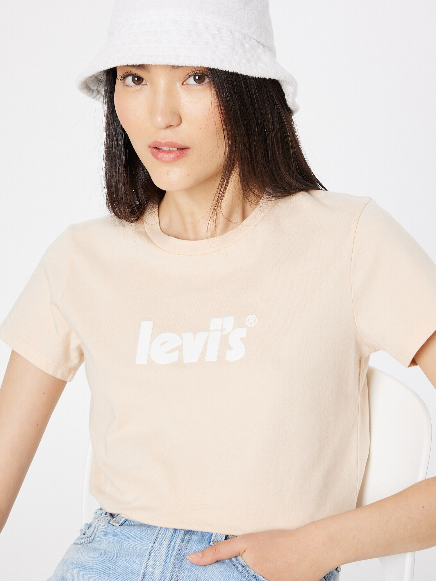 LEVI'S Tricou 'THE PERFECT TEE REDS' bej / alb - Pled.ro