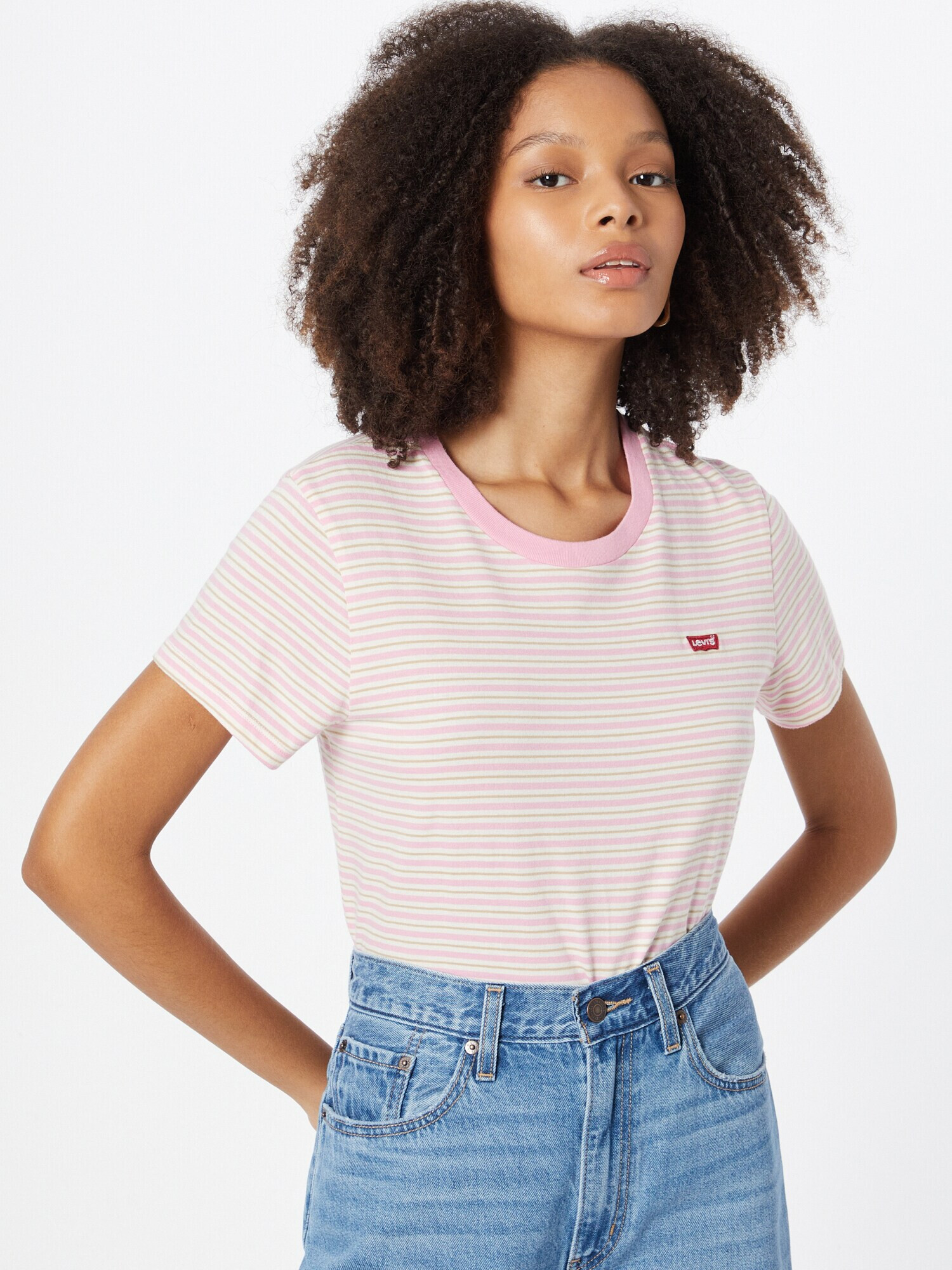 LEVI'S Tricou 'PERFECT TEE REDS' bej / roz / roșu / alb - Pled.ro