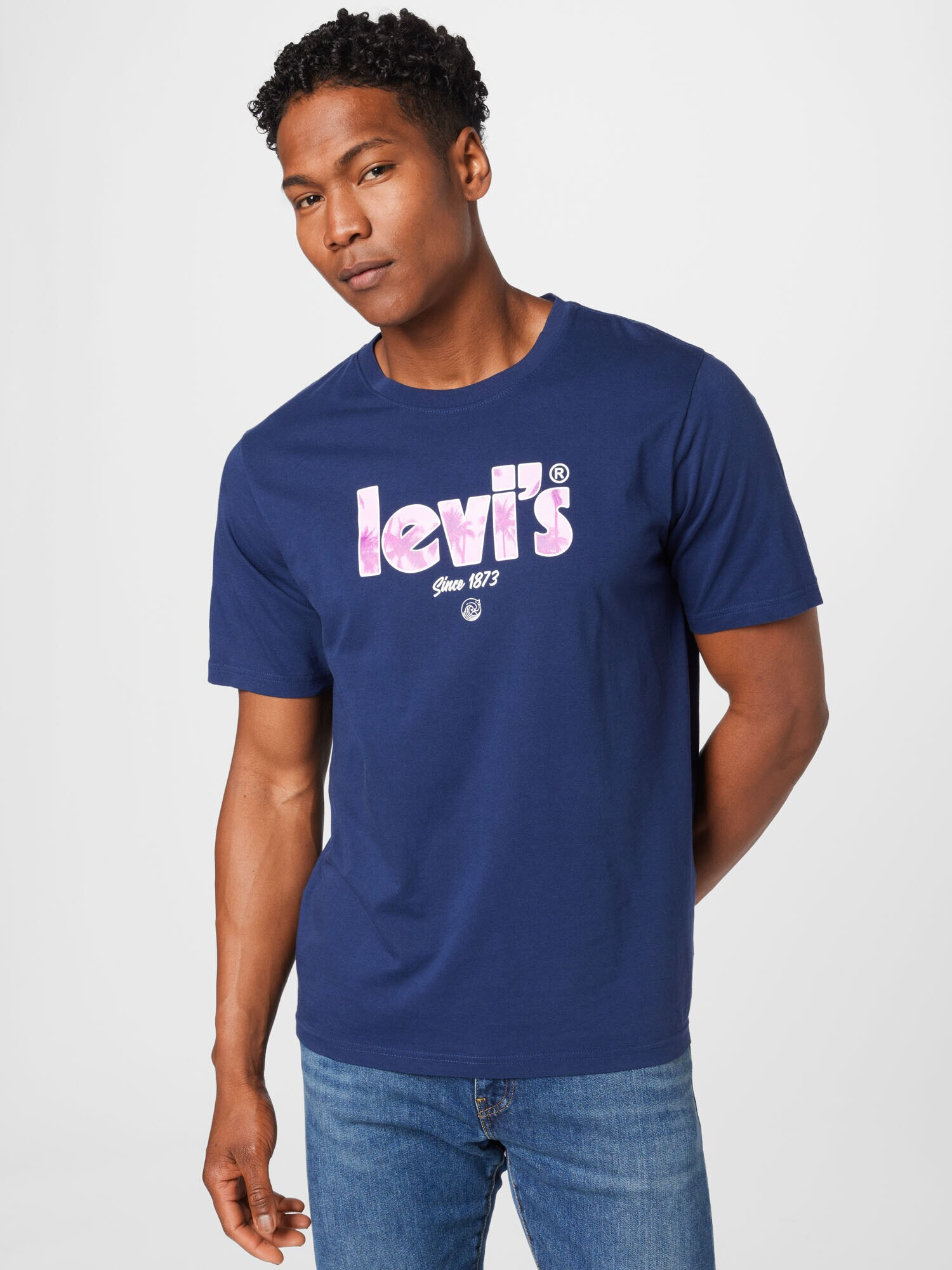 LEVI'S Tricou bleumarin / lila / alb - Pled.ro