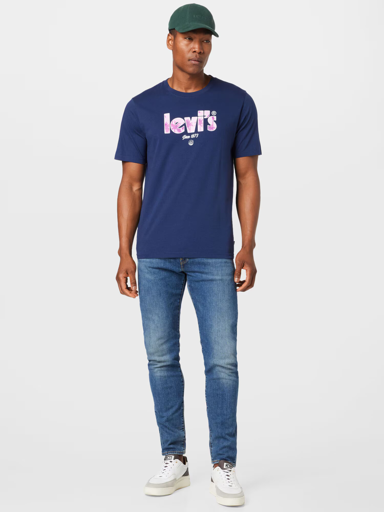 LEVI'S Tricou bleumarin / lila / alb - Pled.ro