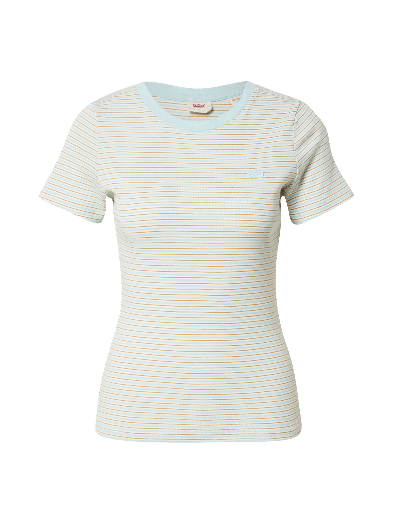 LEVI'S Tricou 'SS RIB BABY TEE BLUES' crem / albastru deschis / maro caramel - Pled.ro