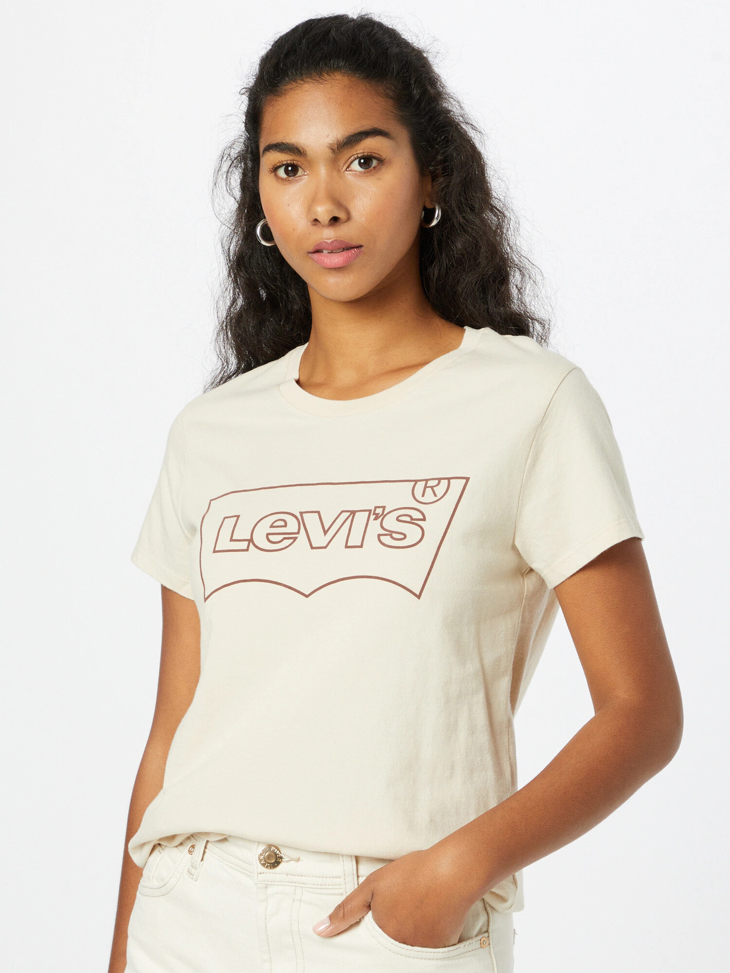 LEVI'S Tricou 'THE PERFECT TEE NEUTRALS' crem / roșu pastel - Pled.ro