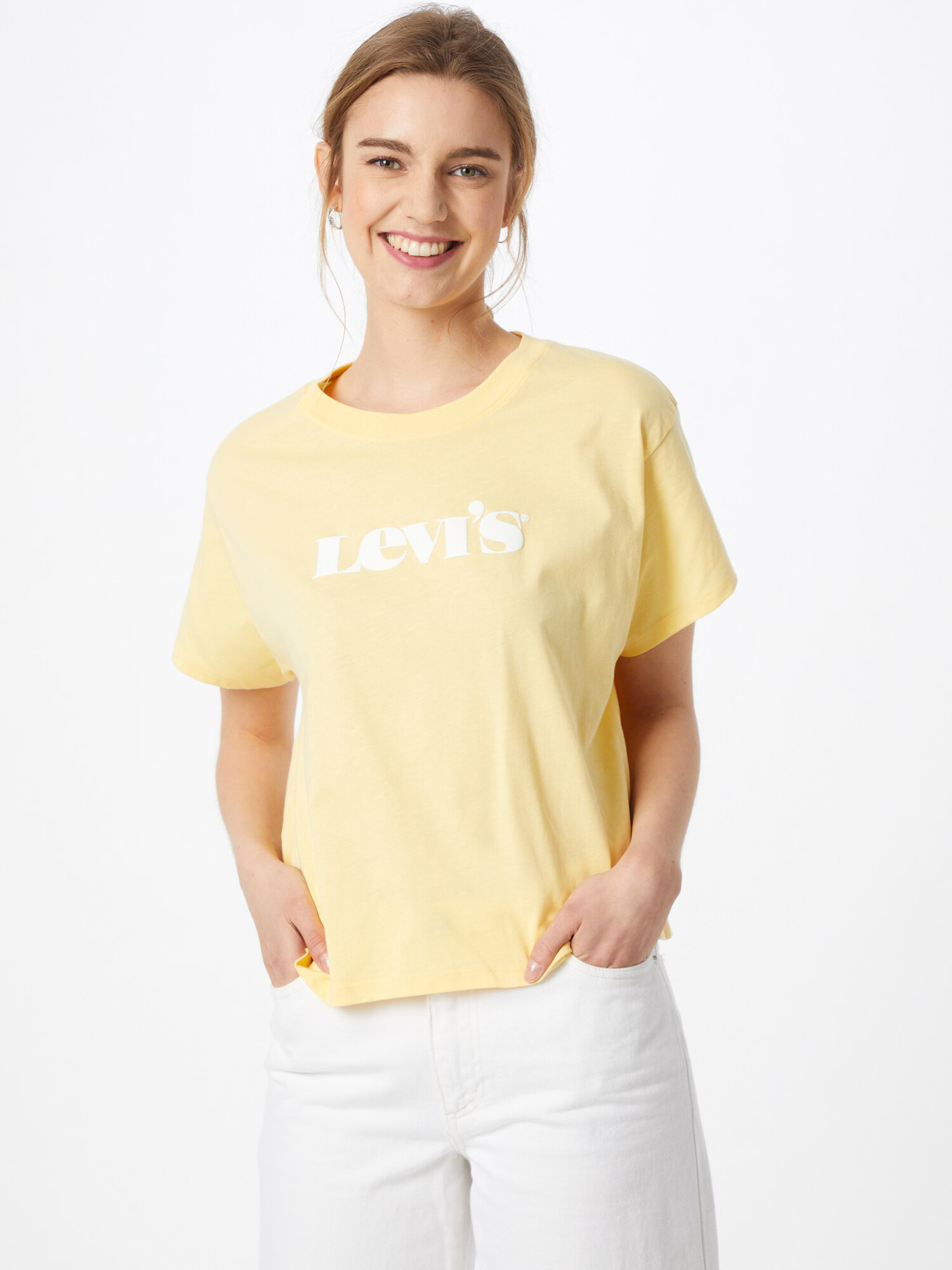 LEVI'S Tricou galben / alb - Pled.ro