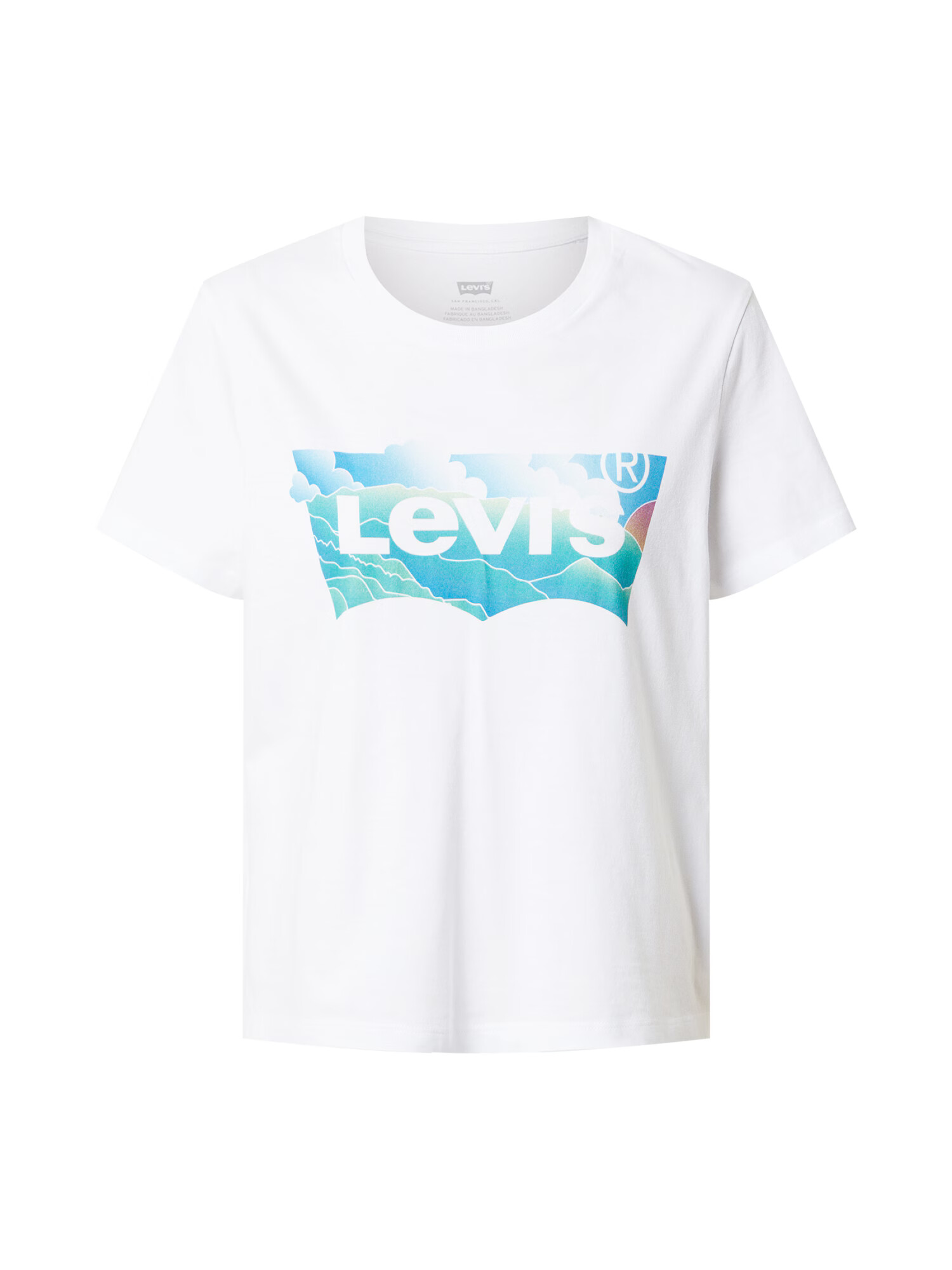 LEVI'S Tricou 'GRAPHIC JORDIE TEE NEUTRALS' turcoaz / alb - Pled.ro