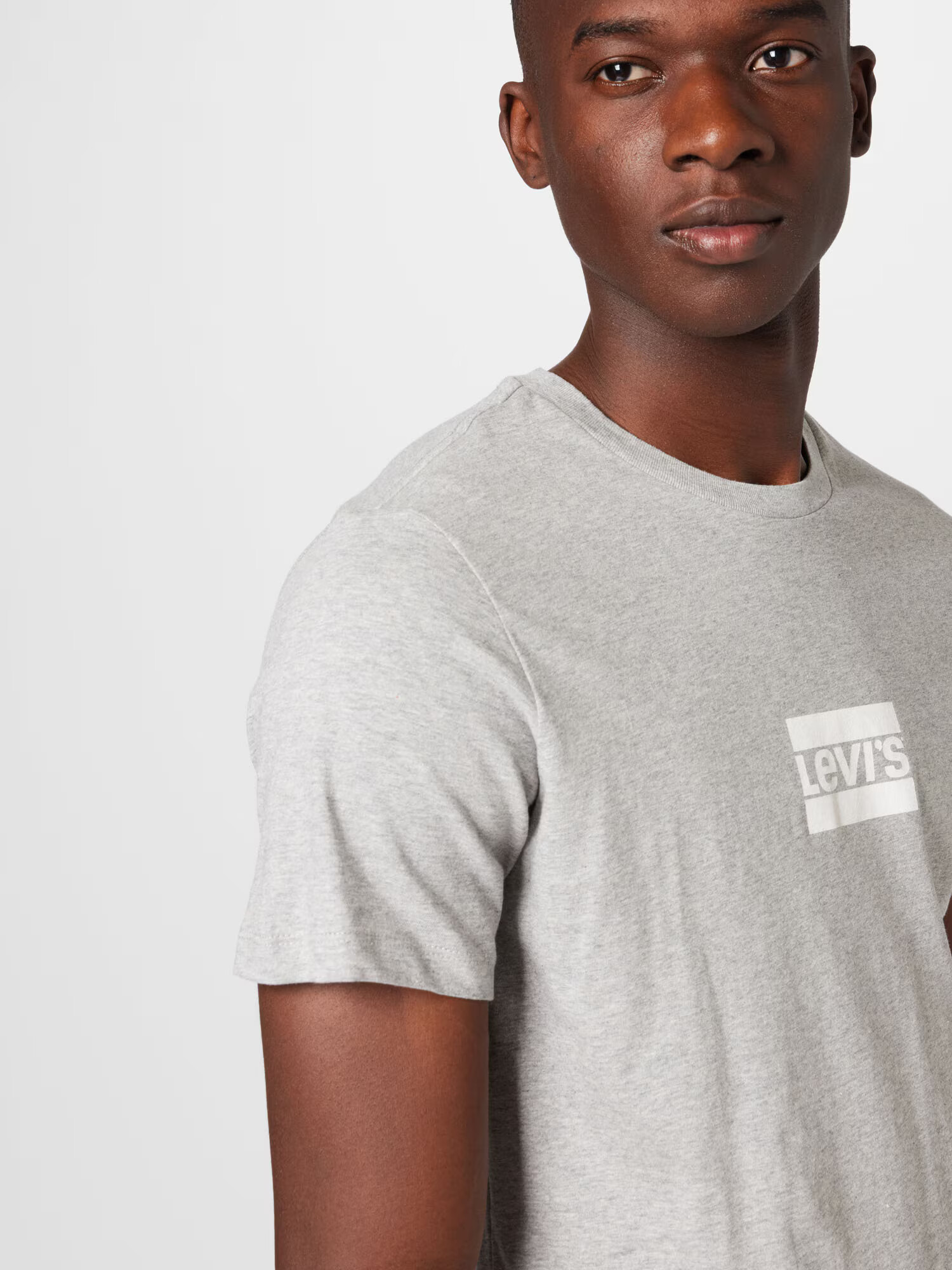 LEVI'S Tricou 'LSE_GRAPHIC CREWNECK TE GREYS' gri amestecat / alb - Pled.ro