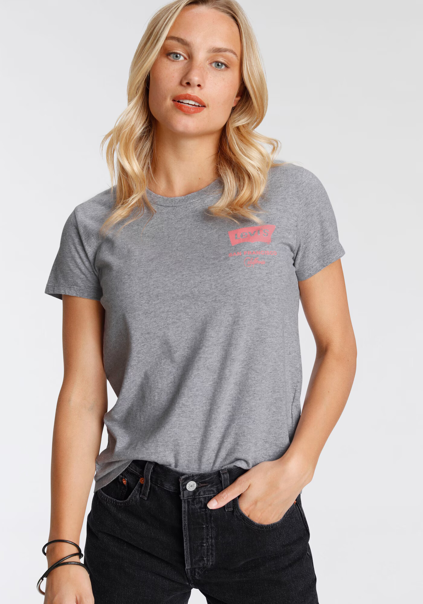 LEVI'S Tricou 'THE PERFECT TEE GREYS' gri amestecat / roz deschis - Pled.ro