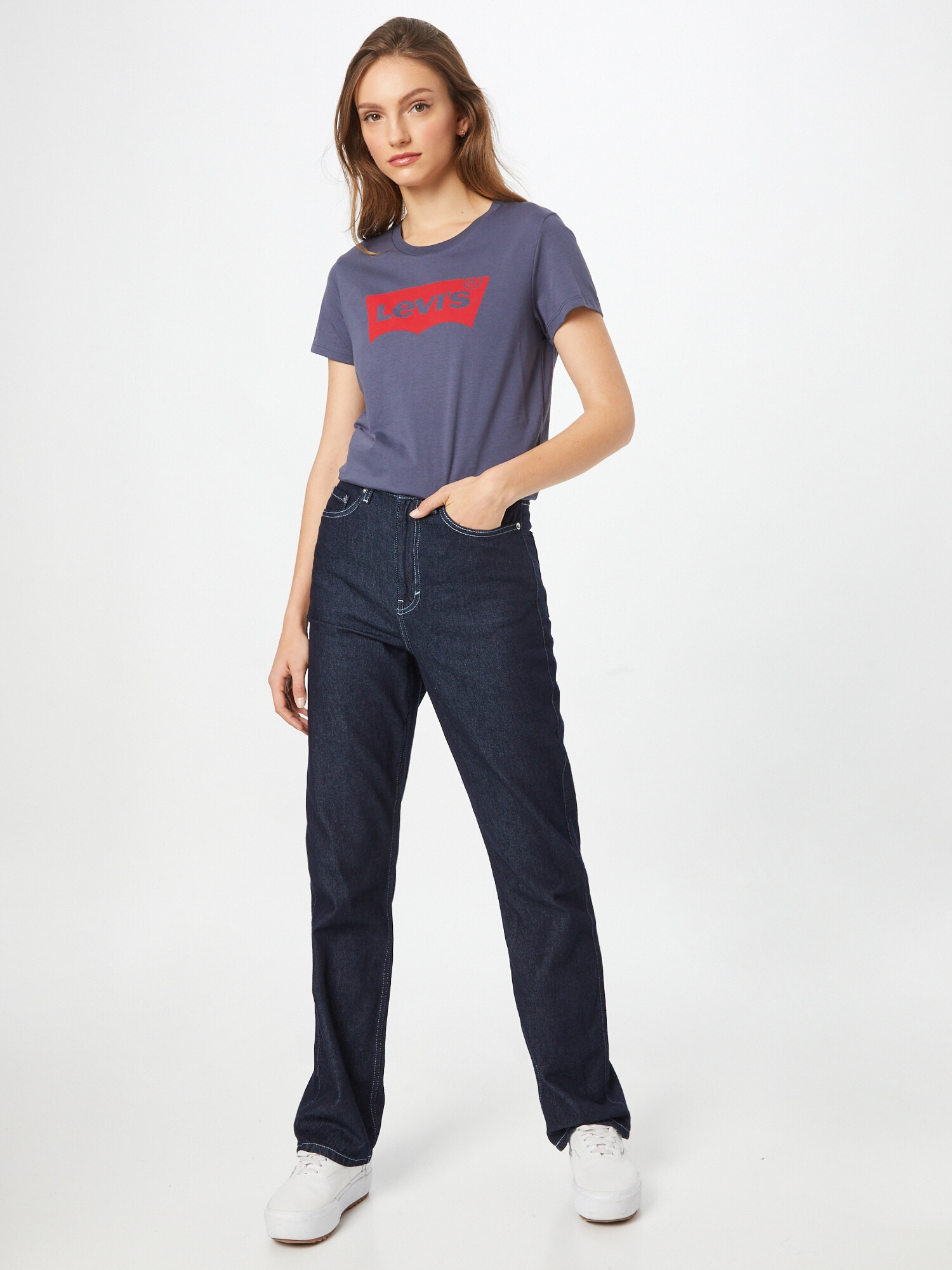 LEVI'S Tricou 'The Perfect' gri grafit / roșu - Pled.ro