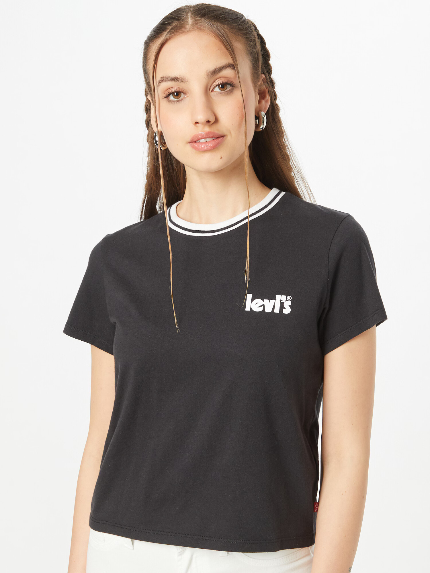 LEVI'S Tricou gri metalic / alb - Pled.ro