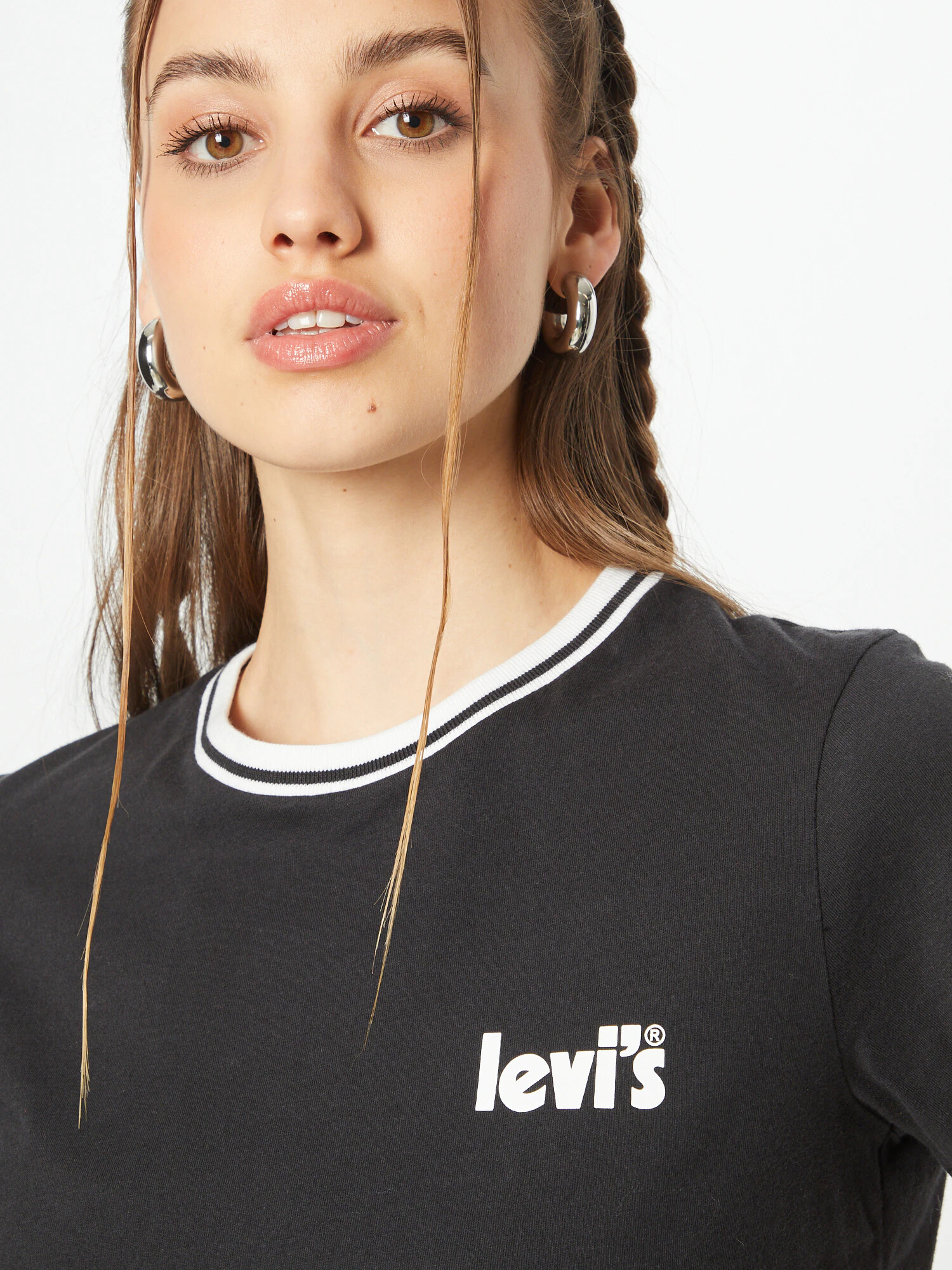 LEVI'S Tricou gri metalic / alb - Pled.ro