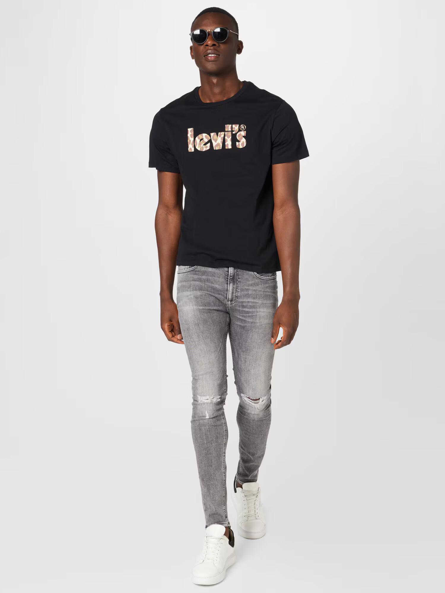 LEVI'S Tricou 'LSE_GRAPHIC CREWNECK TE BLACKS' nisipiu / maro ruginiu / negru / alb - Pled.ro