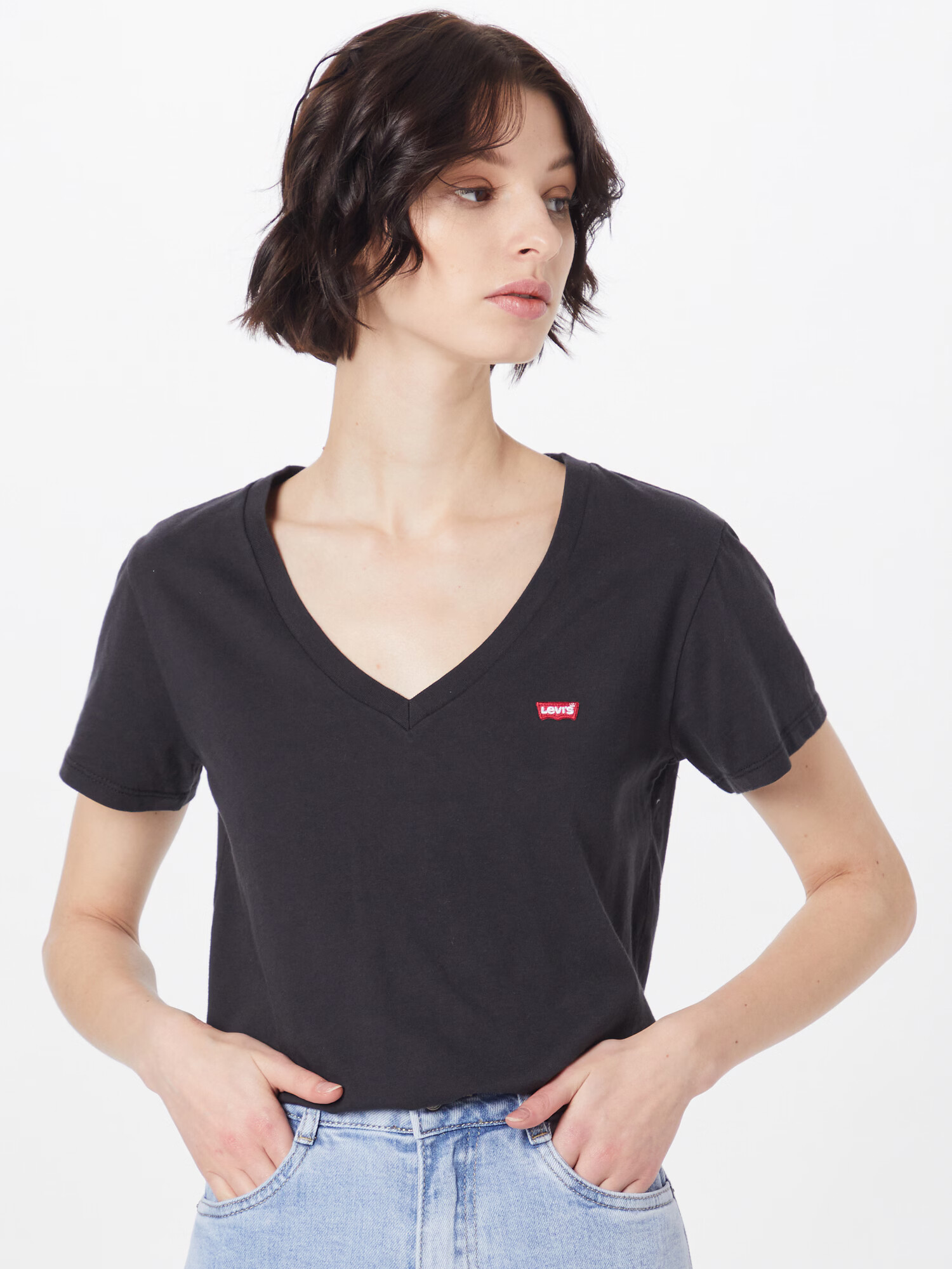 LEVI'S ® Tricou '2PACK VNECK TEE MULTI-COLOR' negru / alb - Pled.ro