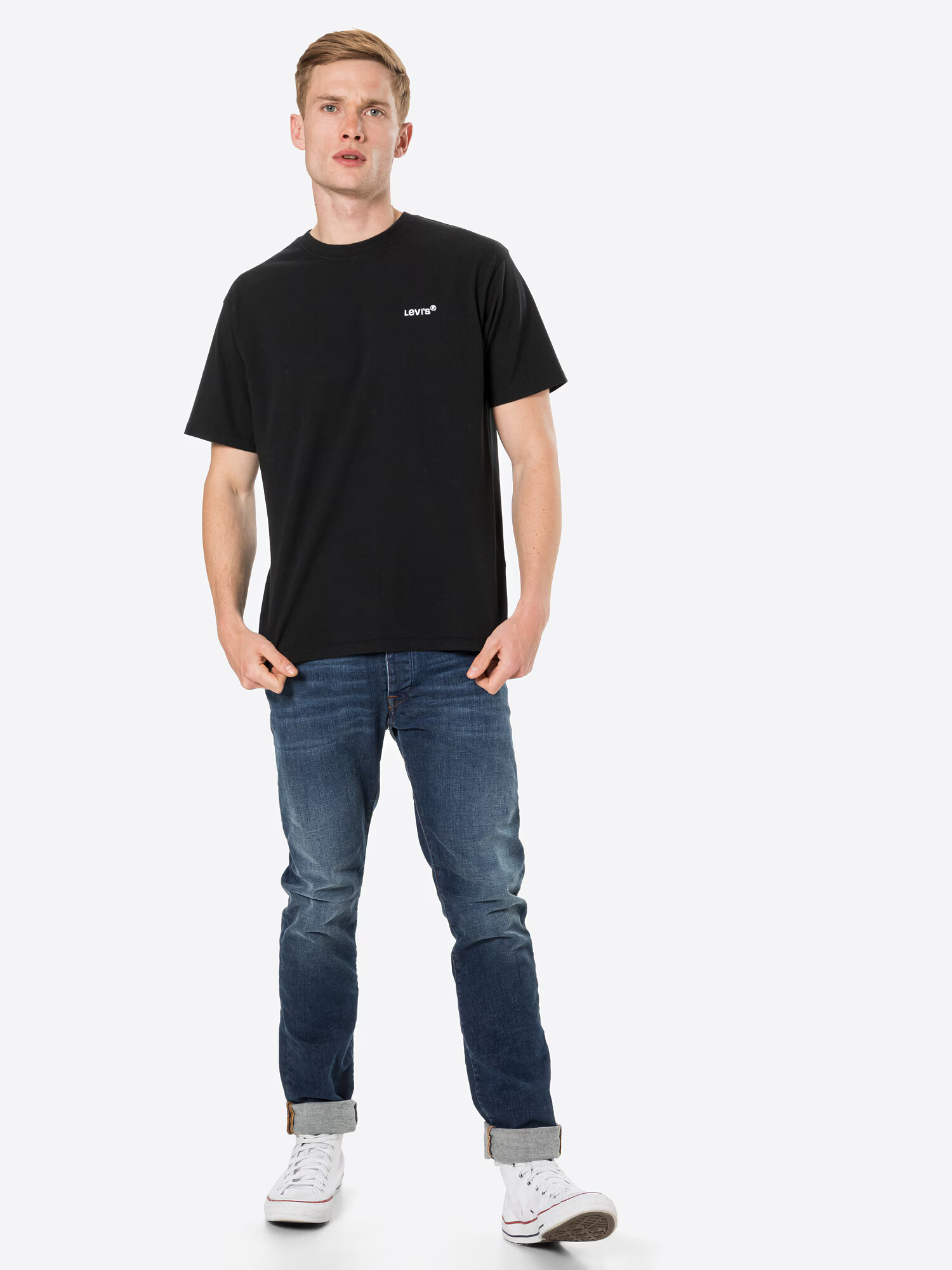 LEVI'S ® Tricou 'RED TAB VINTAGE TEE BLACKS' negru / alb - Pled.ro