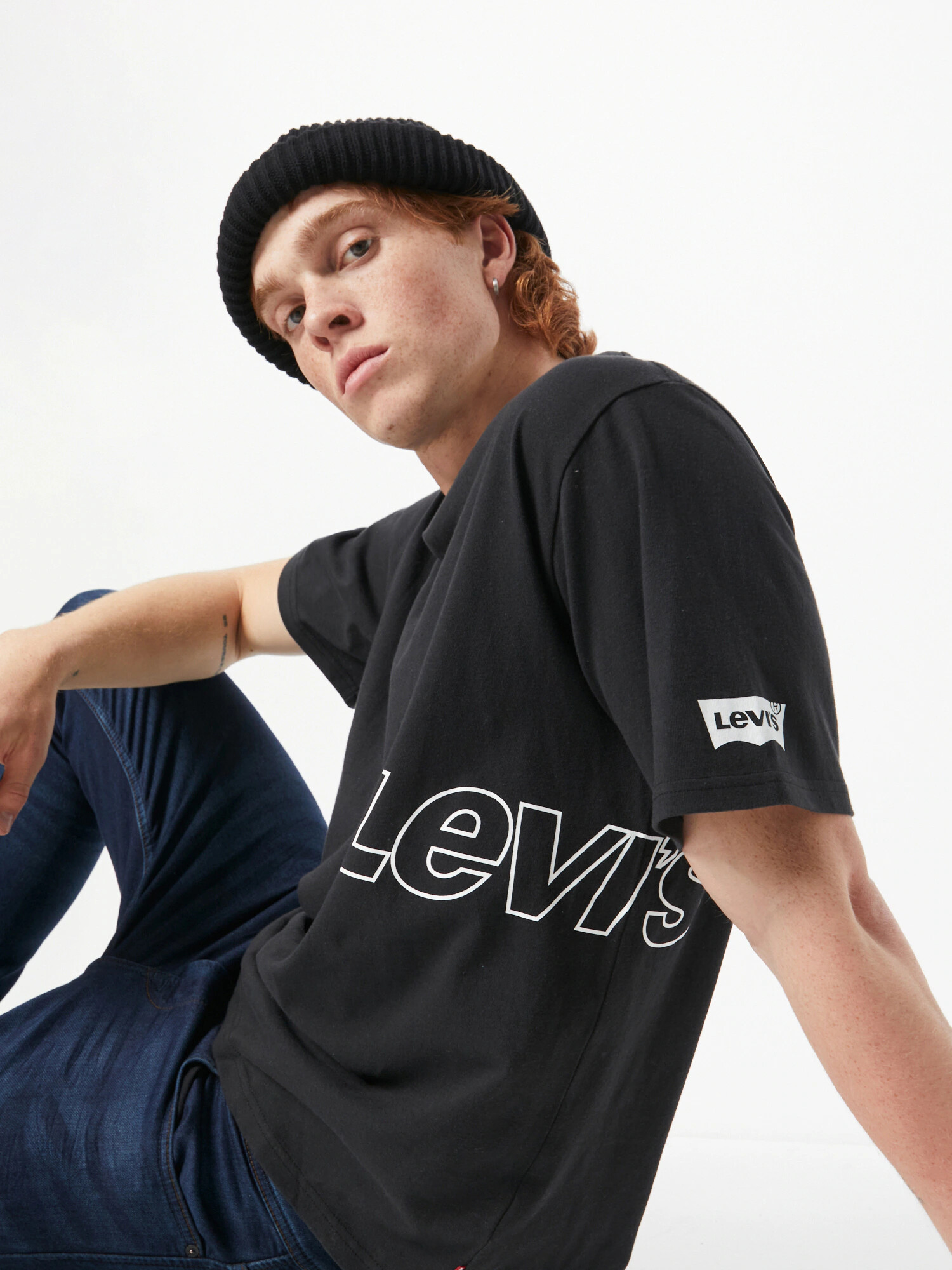 LEVI'S Tricou negru / alb - Pled.ro